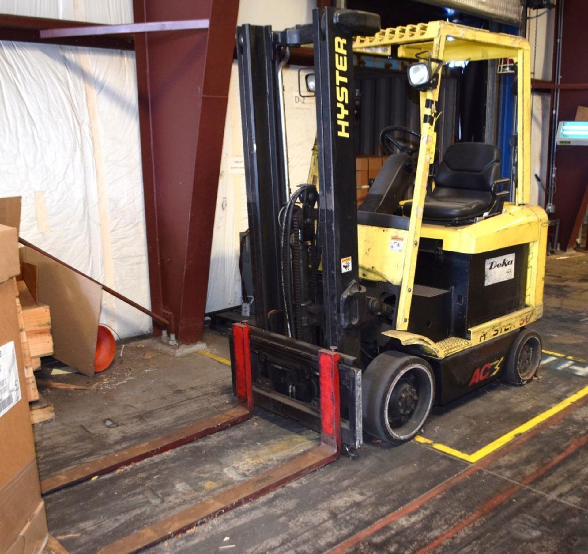 Hyster 5000 lb. Electric Forklift Model E50Z, S/N G108V03378B, Solid Tires, Double Mast, 48 in. Fork