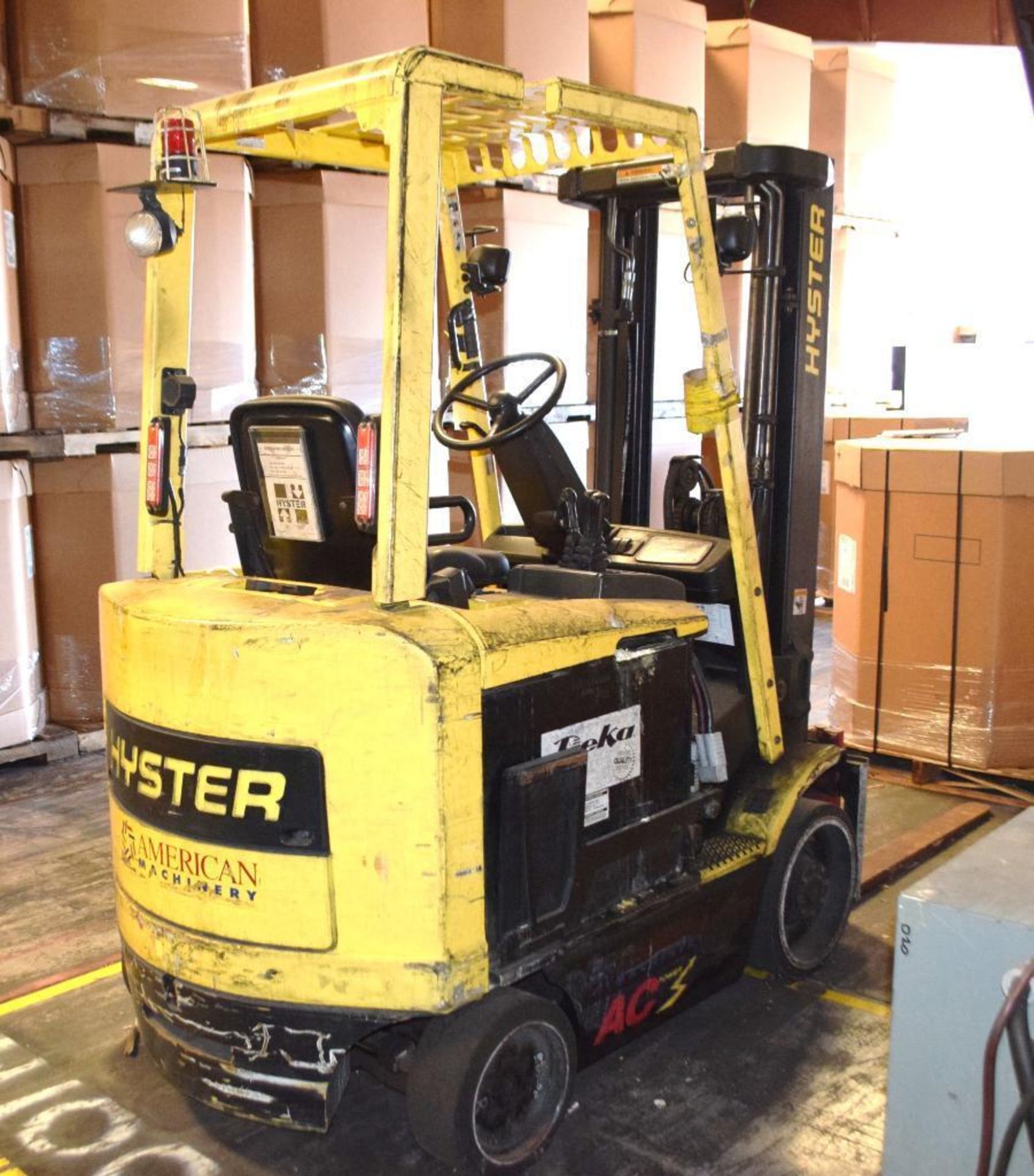 Hyster 5000 lb. Electric Forklift Model E50Z, S/N G108V03378B, Solid Tires, Double Mast, 48 in. Fork - Image 3 of 6