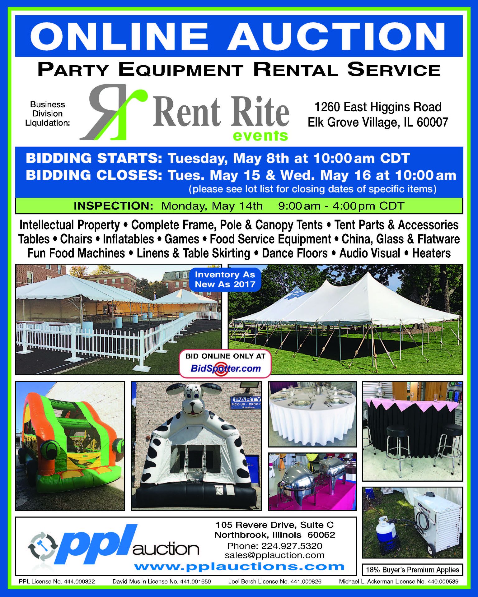 FOR RENT RITE EVENTS LOTS 415 - 835 GO TO RENT RITE EVENTS DAY 2