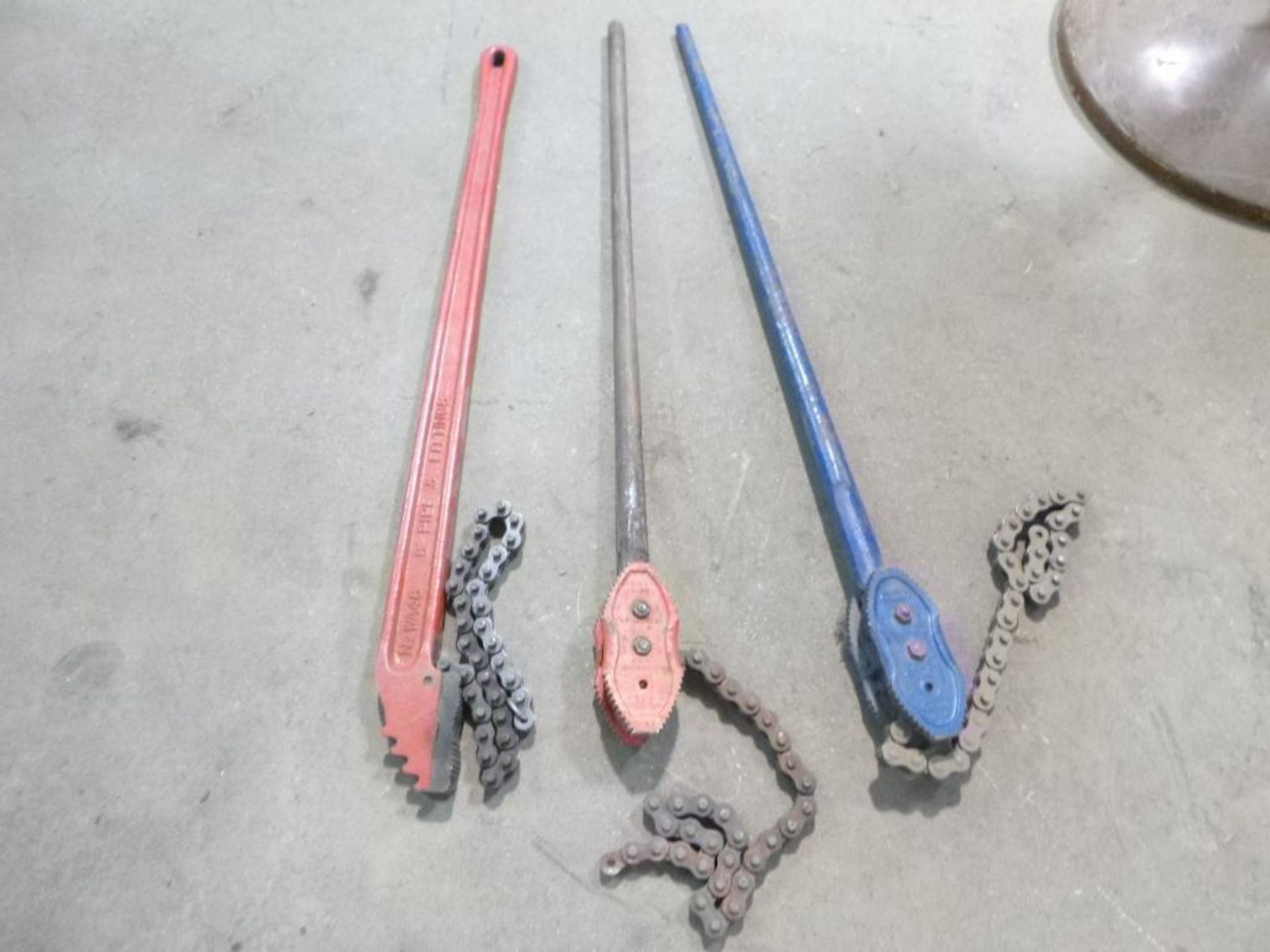 LOT: Wrench, Pipe Chain 6 in., Reed Manuf. #WA48; Wrench, Pipe Chain 6 in., Record 233 1/2; Wrench,