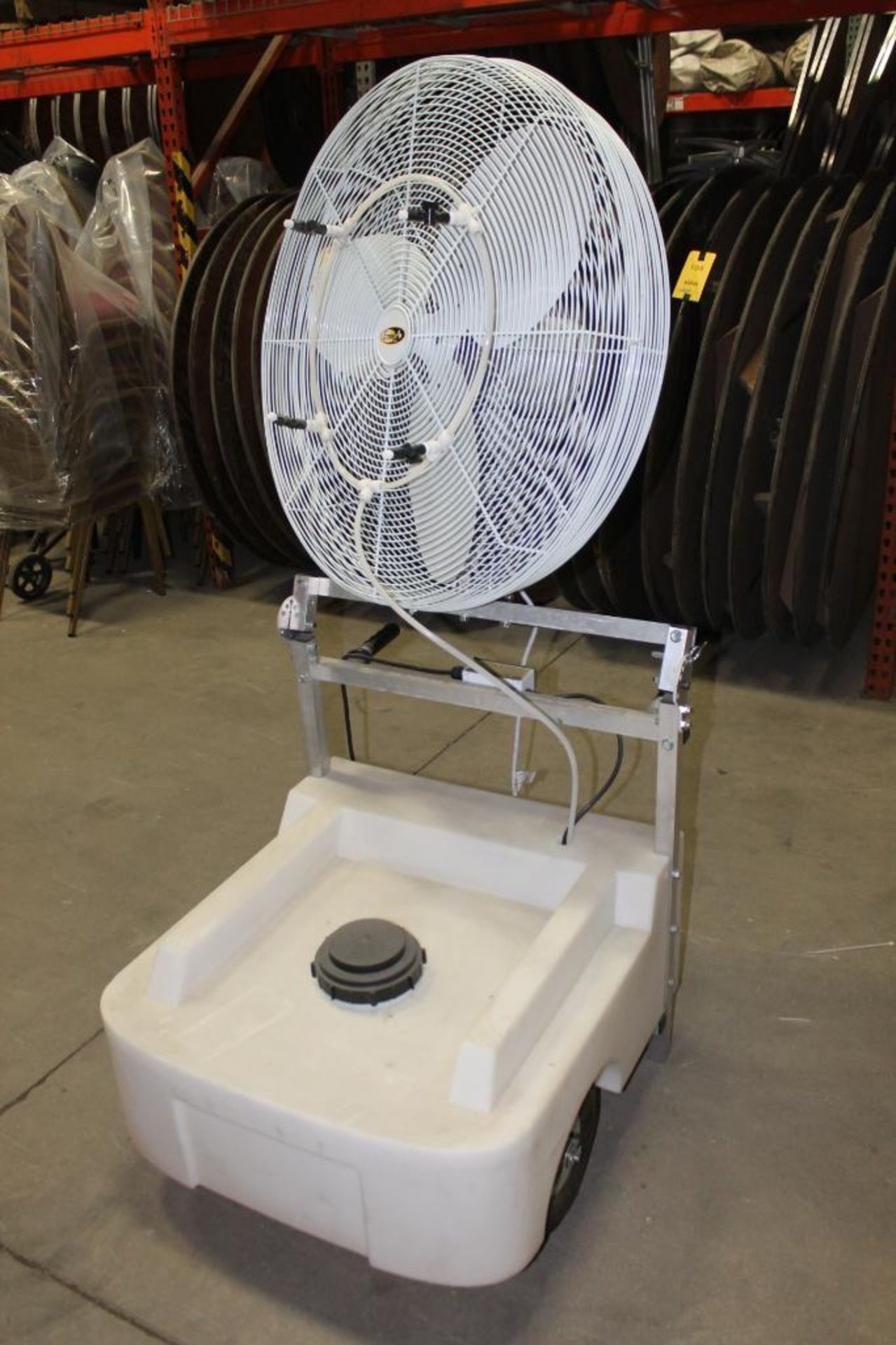 30 in. Portable Misting Fan with 22 Gallon Attached Water Tank (folds down for easy transport), Purc