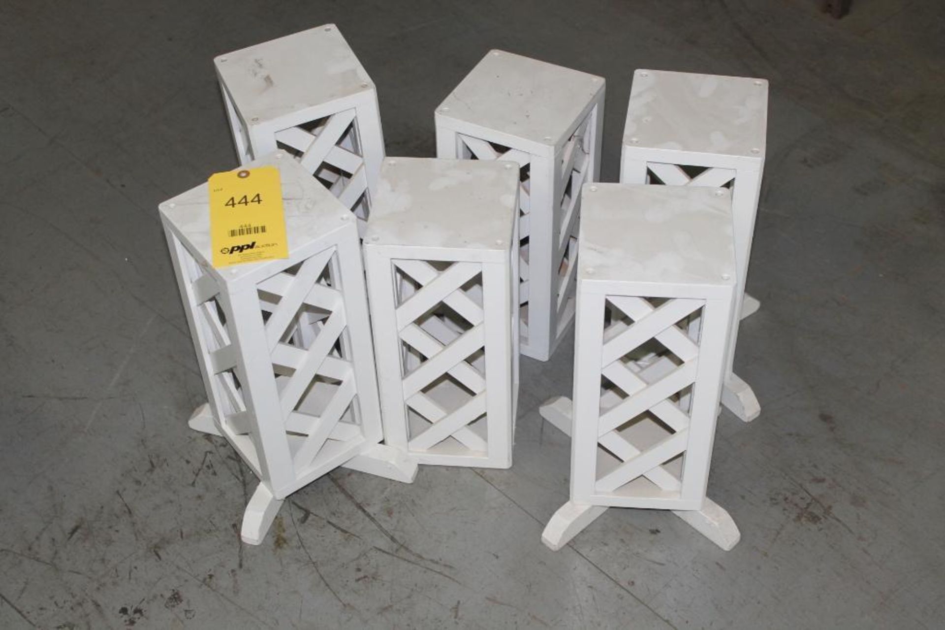 LOT: (6) 16 in. High Wood Flower Stands (some stands missing feet)