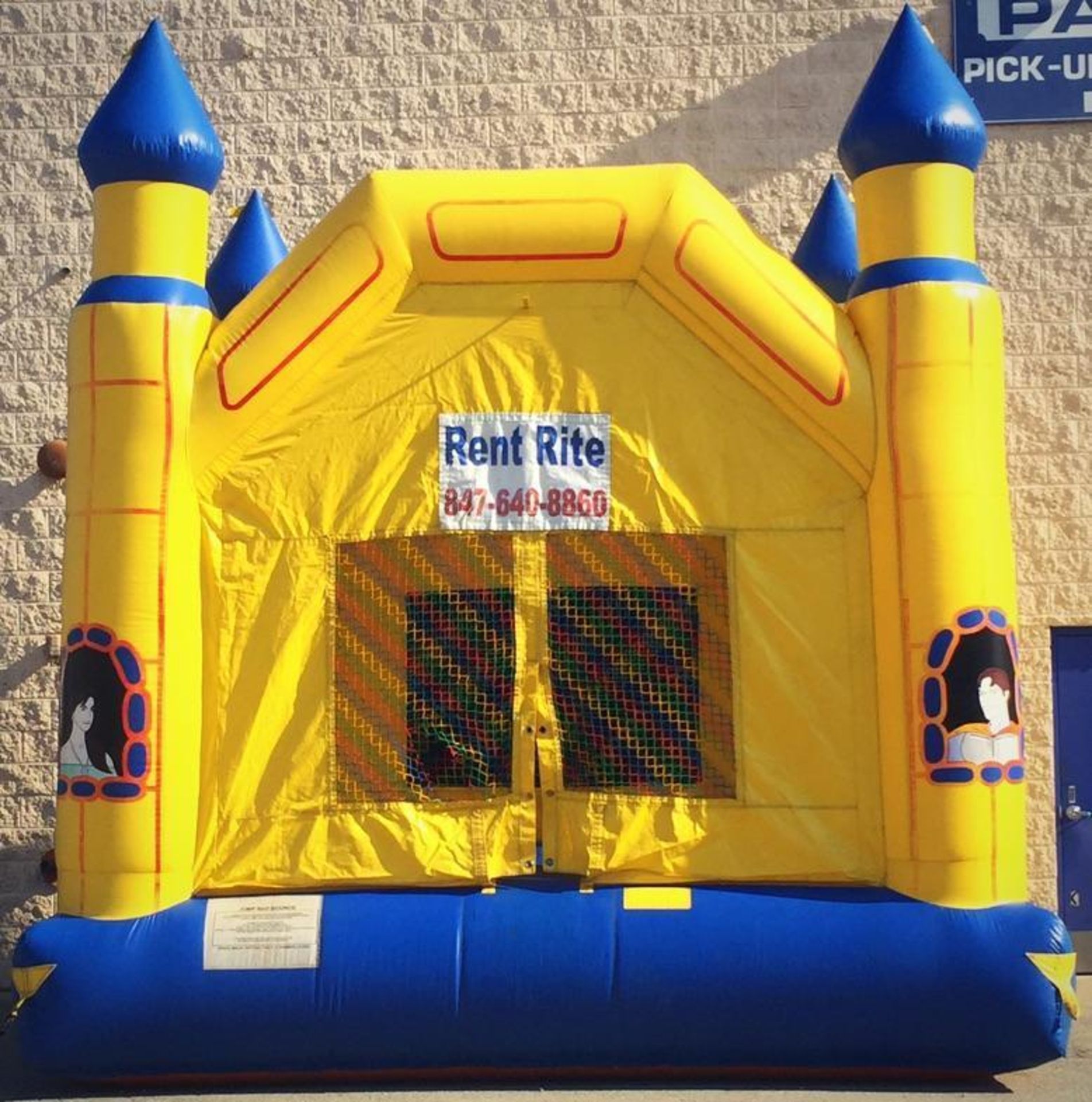 15 ft. x 15 ft. Moonwalk Yellow/Blue Castle (includes blower)