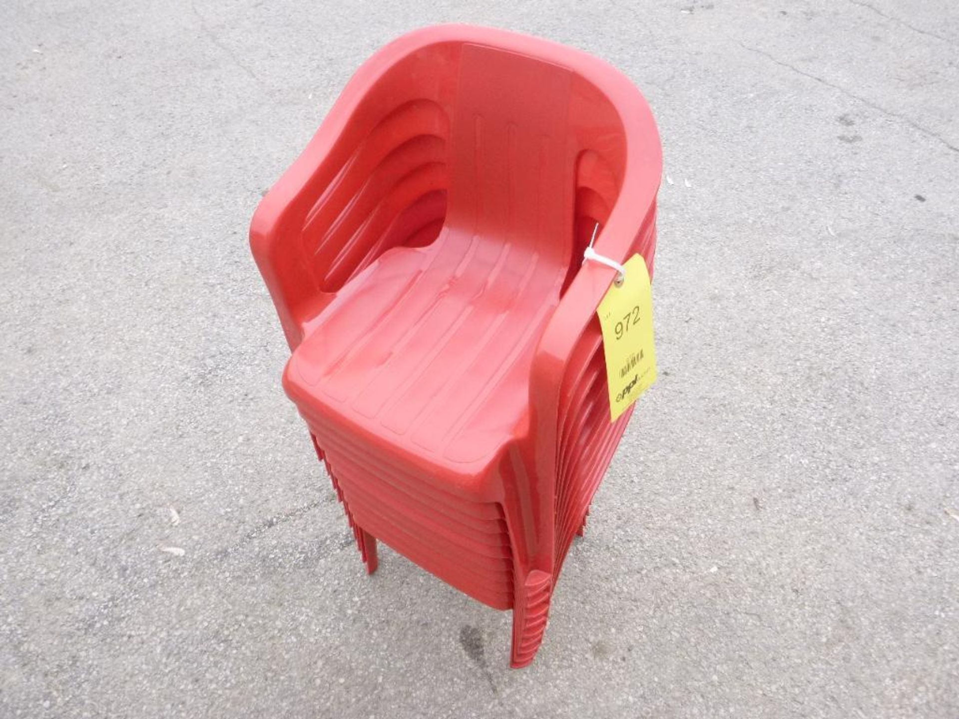 LOT: (10) Red Resin Chairs