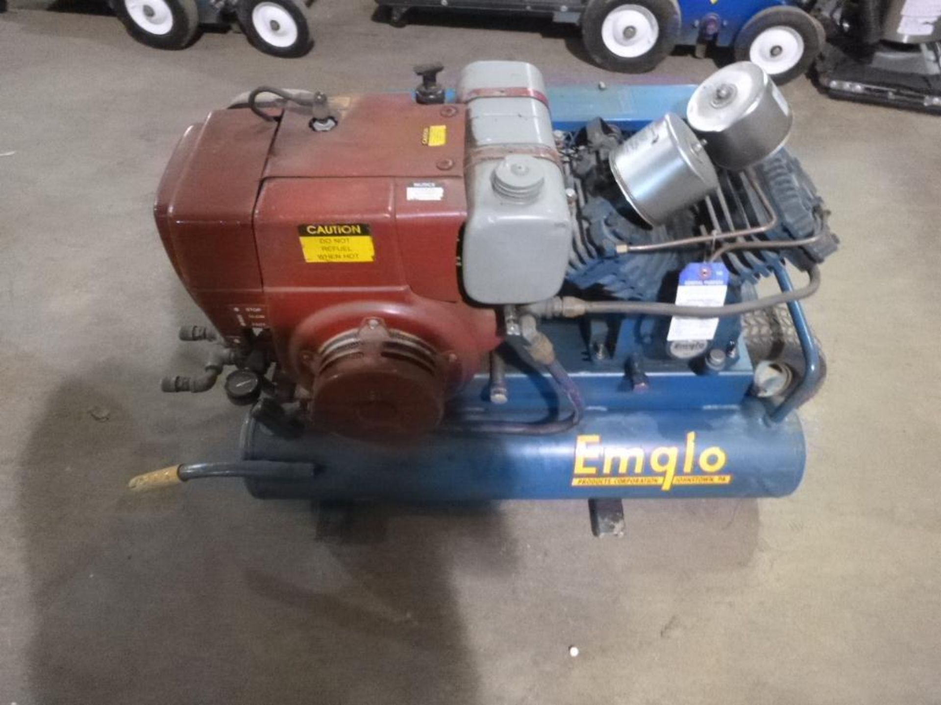 Compressor, Gas 8 HP, Emglo, S/N 62084208, Twin Tank