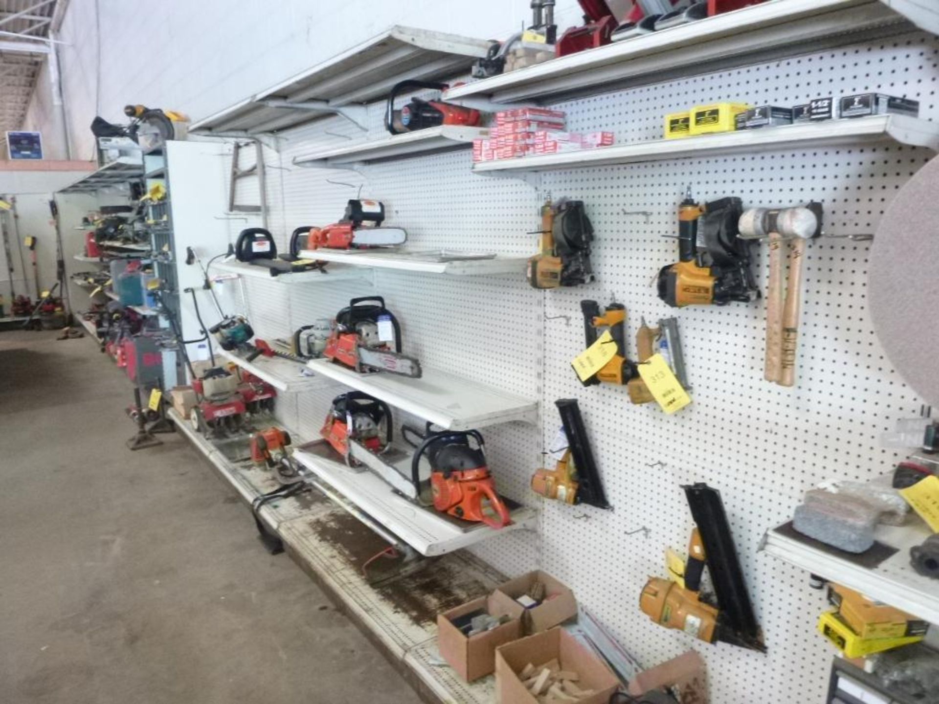 LOT: Pegboard Shelving, (11) 4 ft. Sections,, Corner Piece, (1) 3 ft. Steel Unit