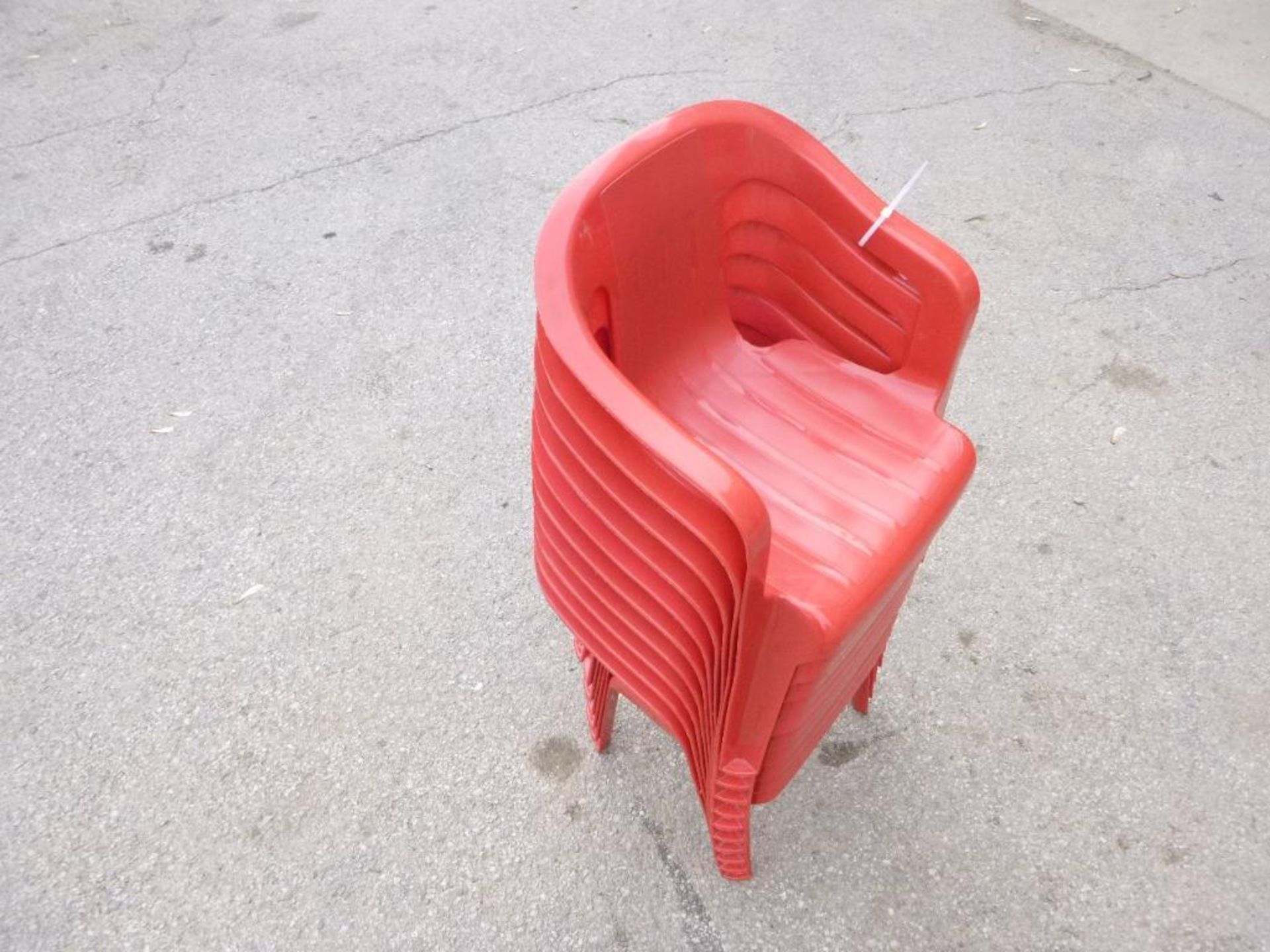 LOT: (10) Red Resin Chairs - Image 2 of 2