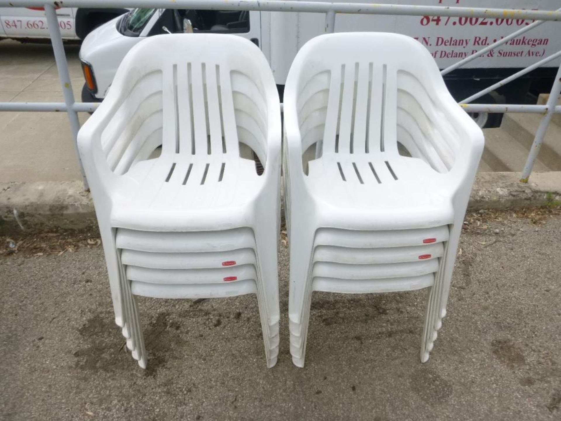 LOT: (10) White Resin Chairs