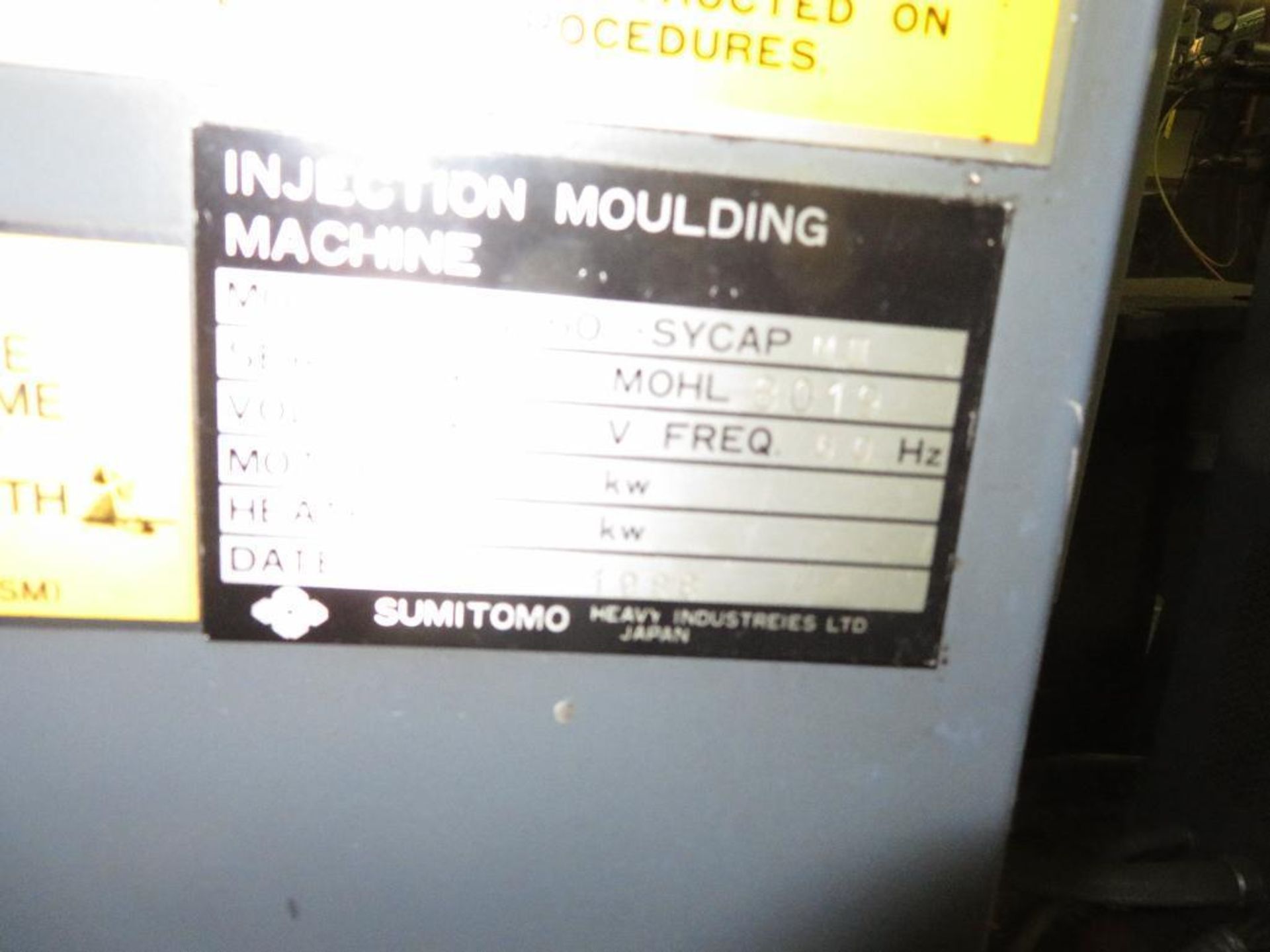 Sumitomo 150 Ton, 8.5 oz. Hydraulic Injection Molding Machine Model SG150U-SYCAP MIII, S/N M0HL8019 - Image 5 of 5