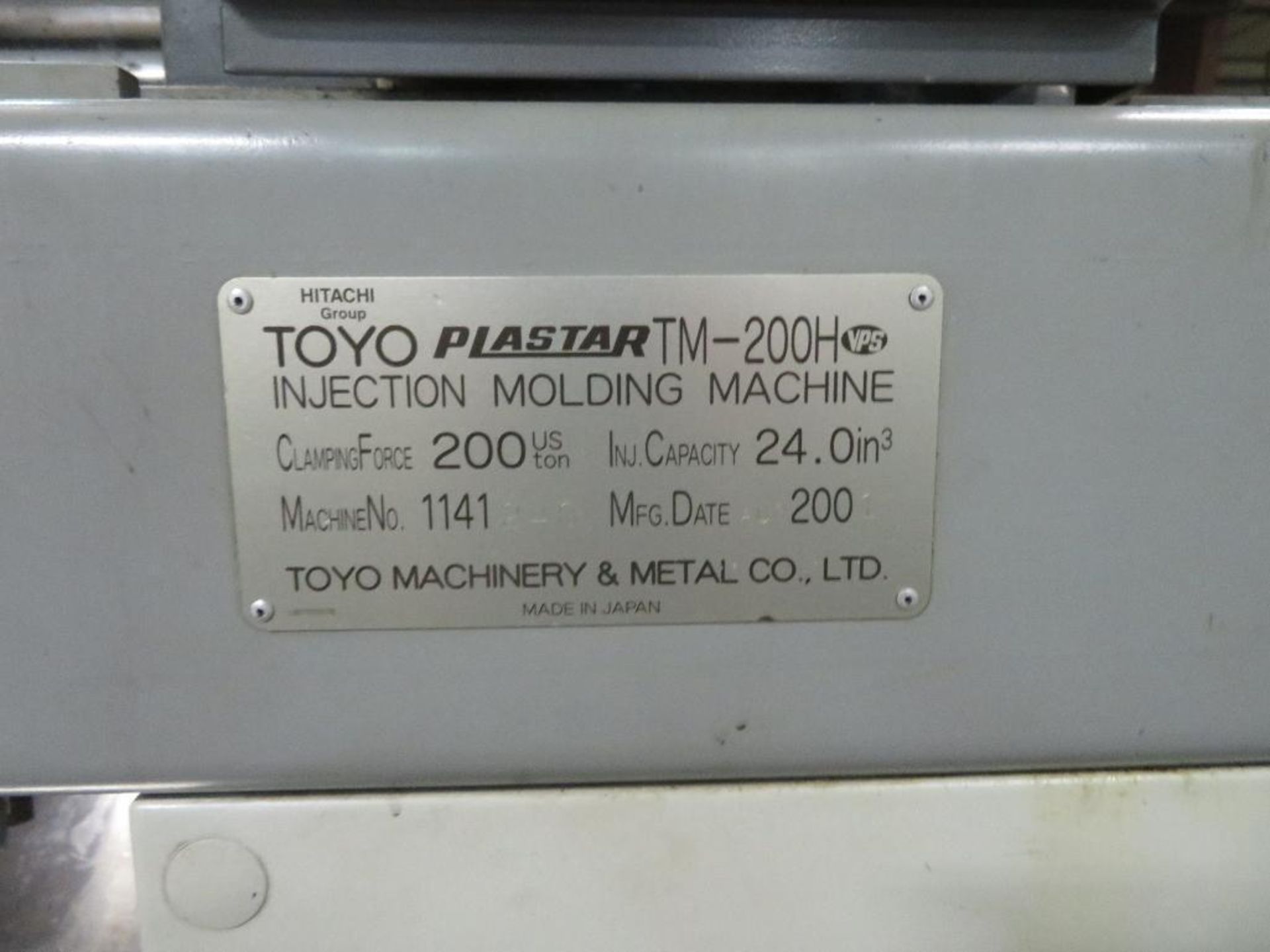 Toyo 200 Ton, 15.9 oz. Hydraulic Injection Molding Machine Model Plastar TM-200HVPS, S/N 1141248 (20 - Image 7 of 7