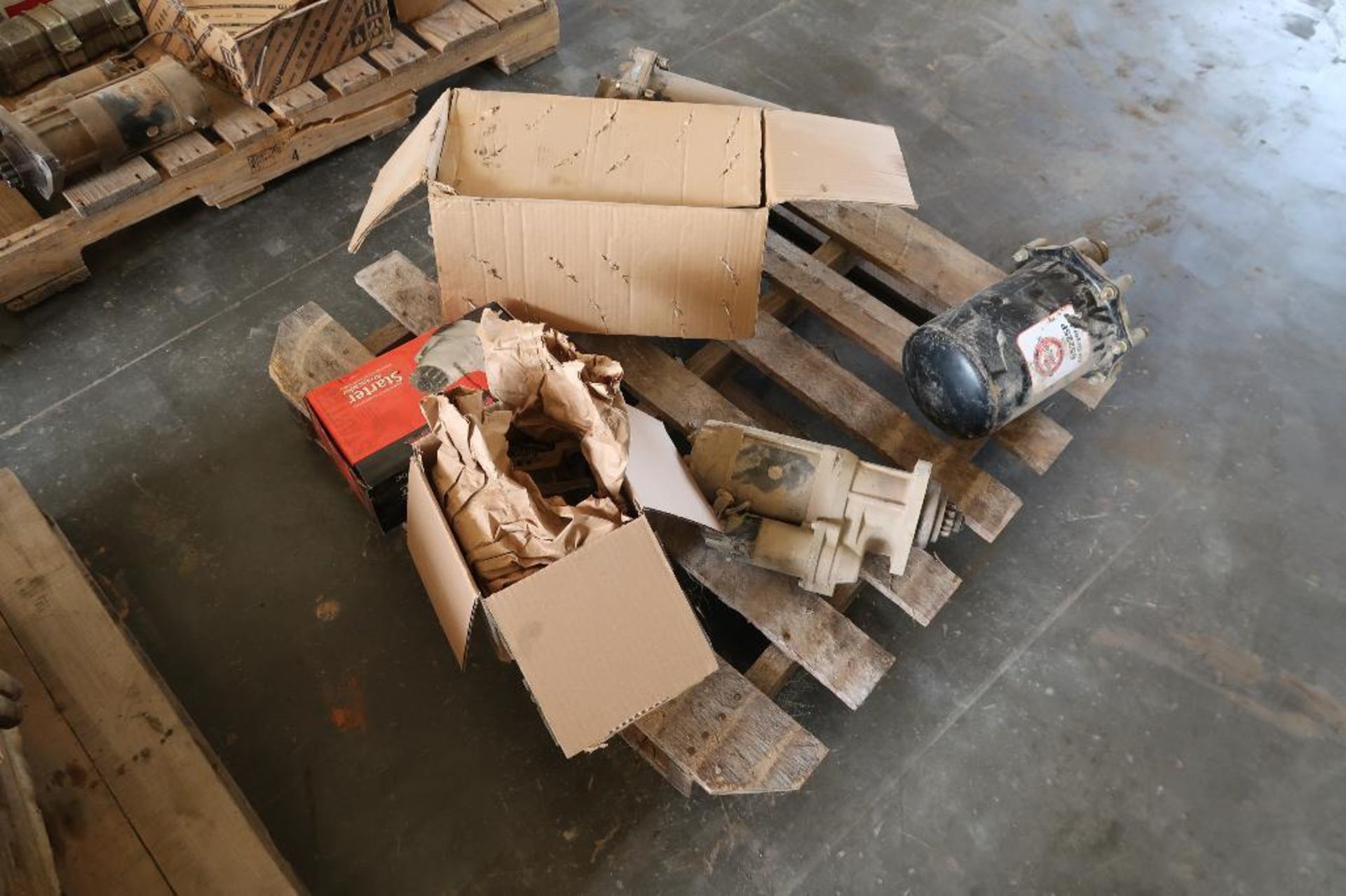 LOT: Assorted Truck Cores, Starters, Alternators, Transmission, Engine, etc. on (4) Pallets