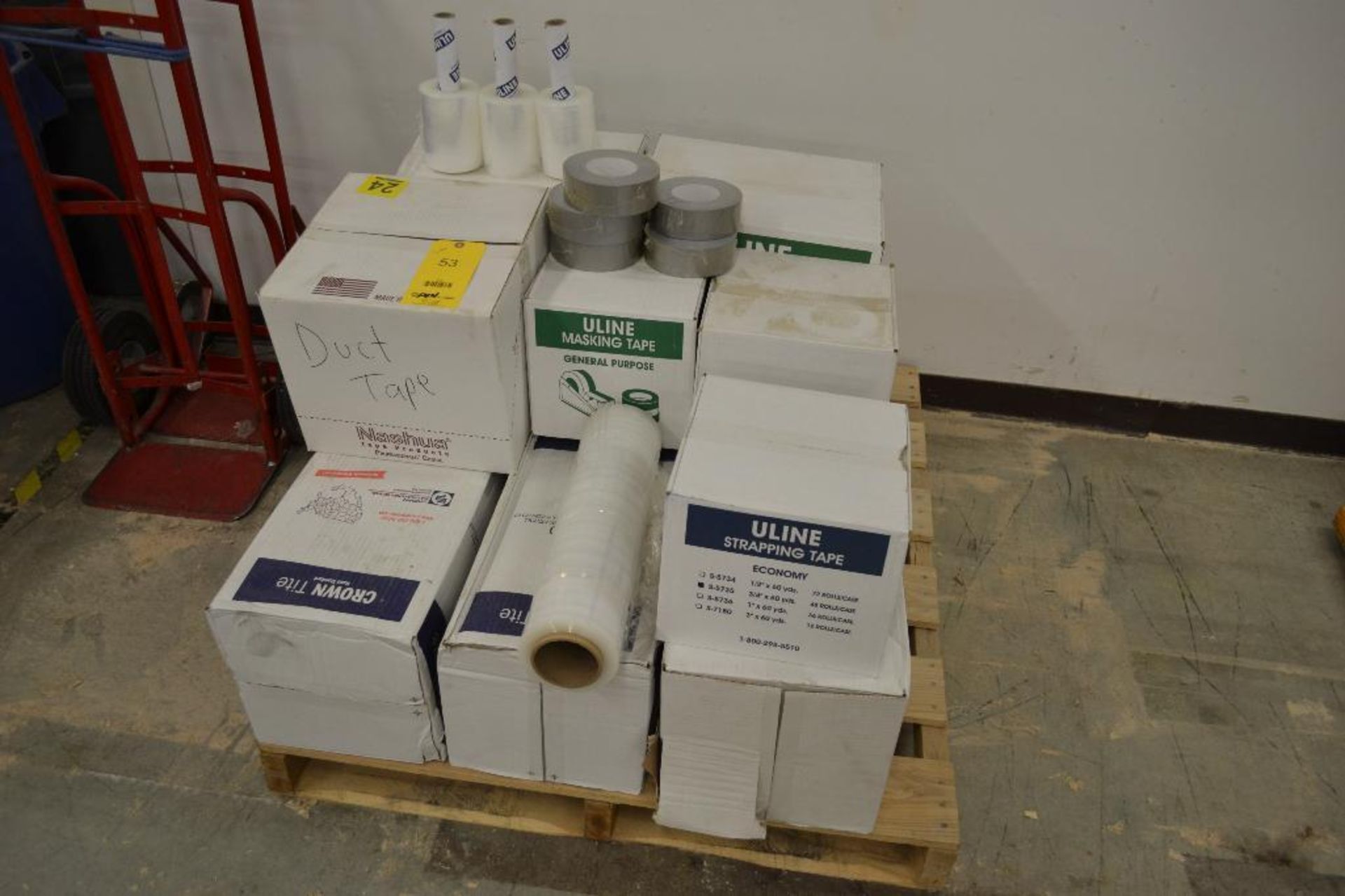 LOT: Assorted Tape & Shrink Wrap on (1) Skid