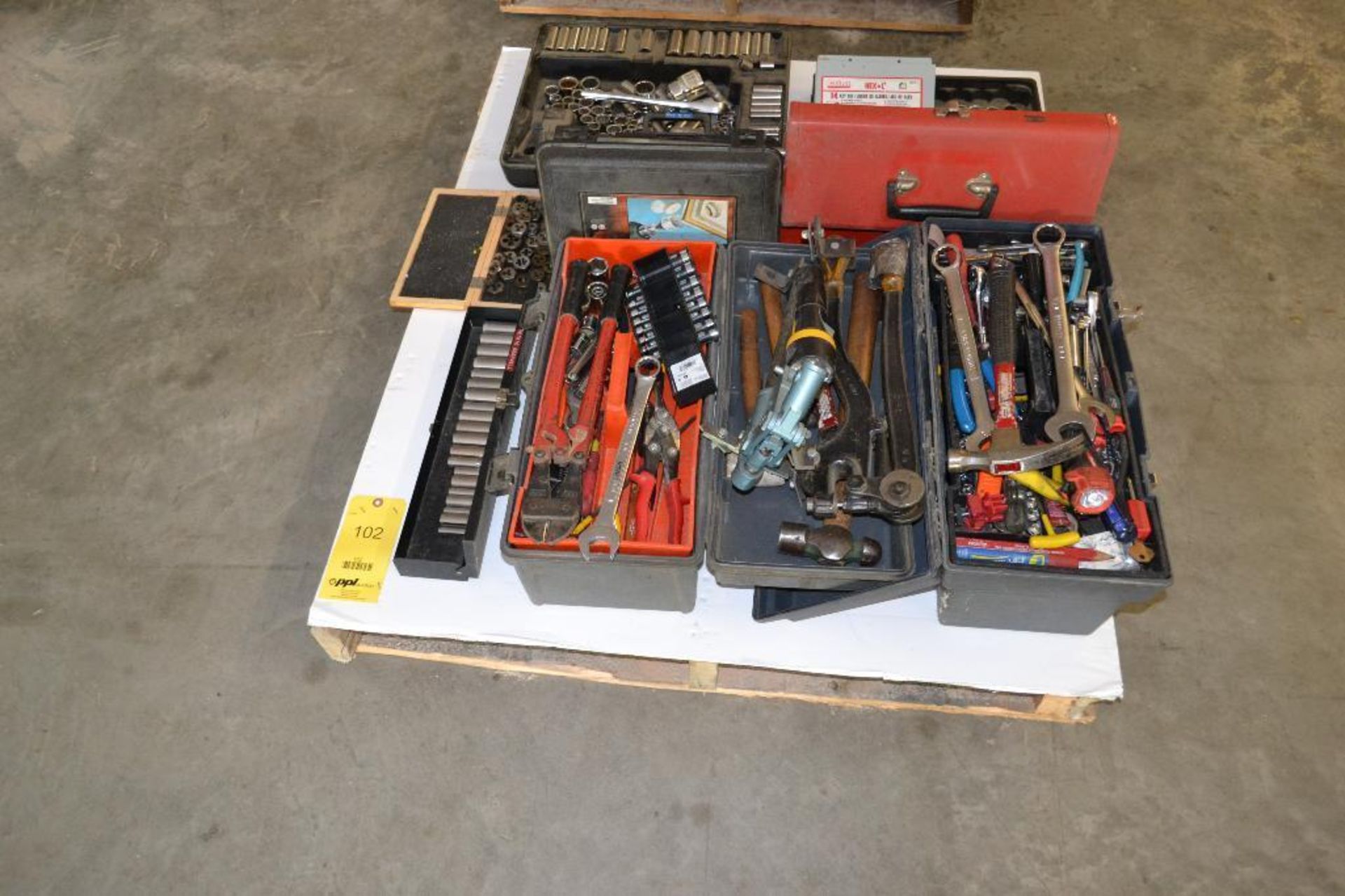 LOT: Assorted Hand Tools & Tool Boxes on (1) Skid