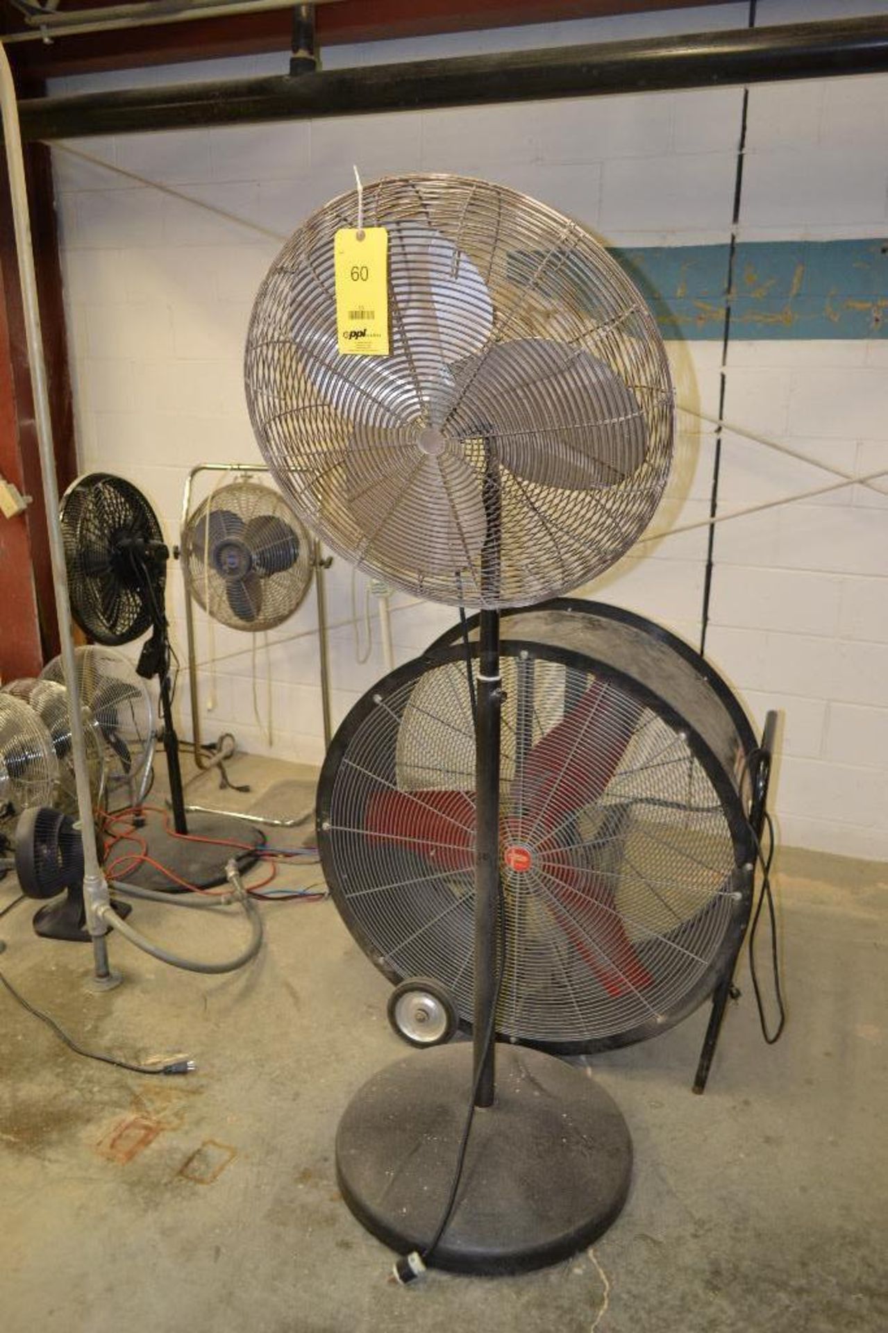 LOT: Dayton 42 in. Drum Fan & Pedestal Fan