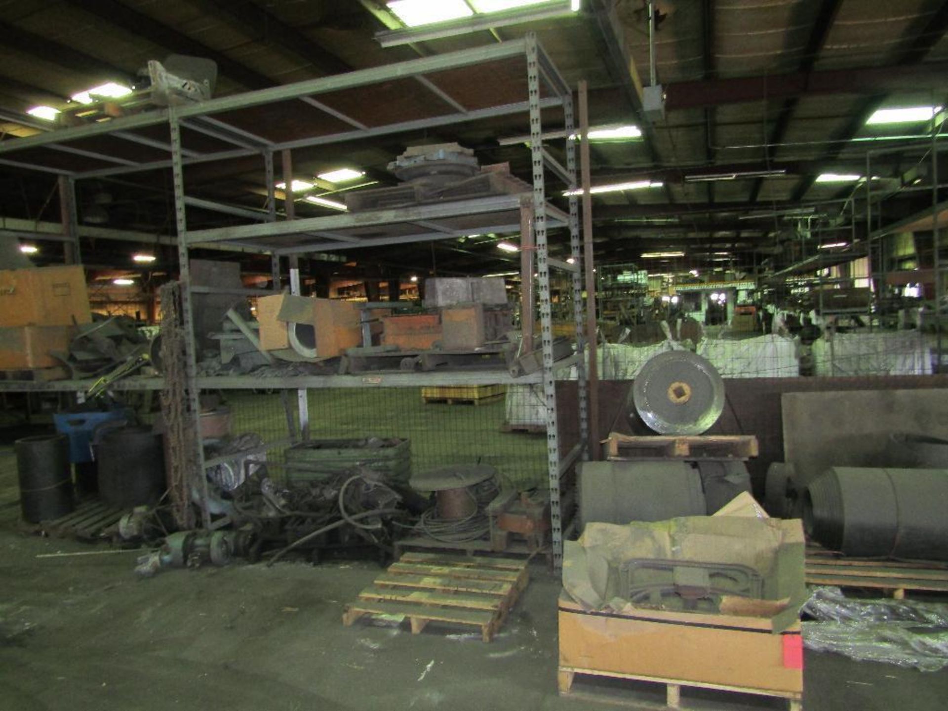 LOT: (2) Sections 8 ft. Wide x 10 ft. High x 42 in. Deep Rack, with Contents of Conveyor Belt & Part