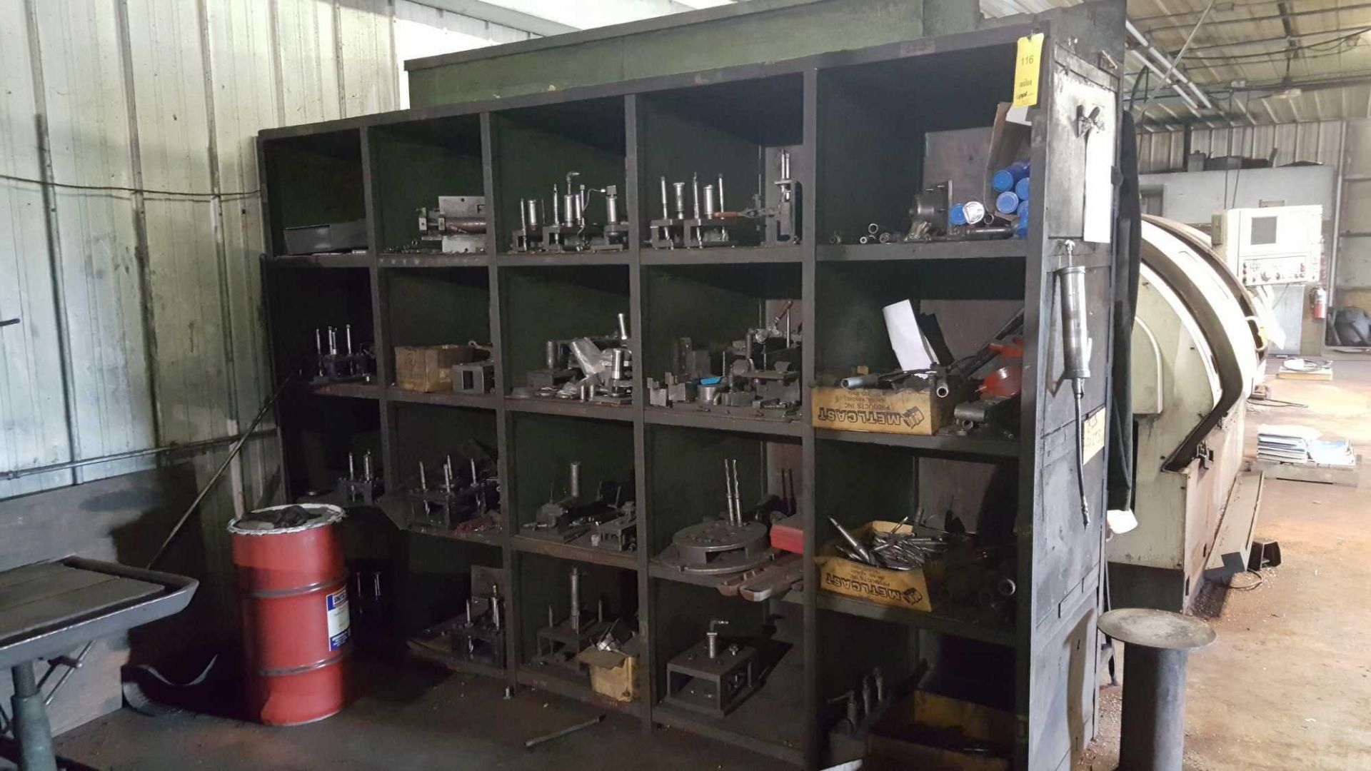 LOT: Rack with Contents of Multiple-Spindle Drill Fixtures & Parts