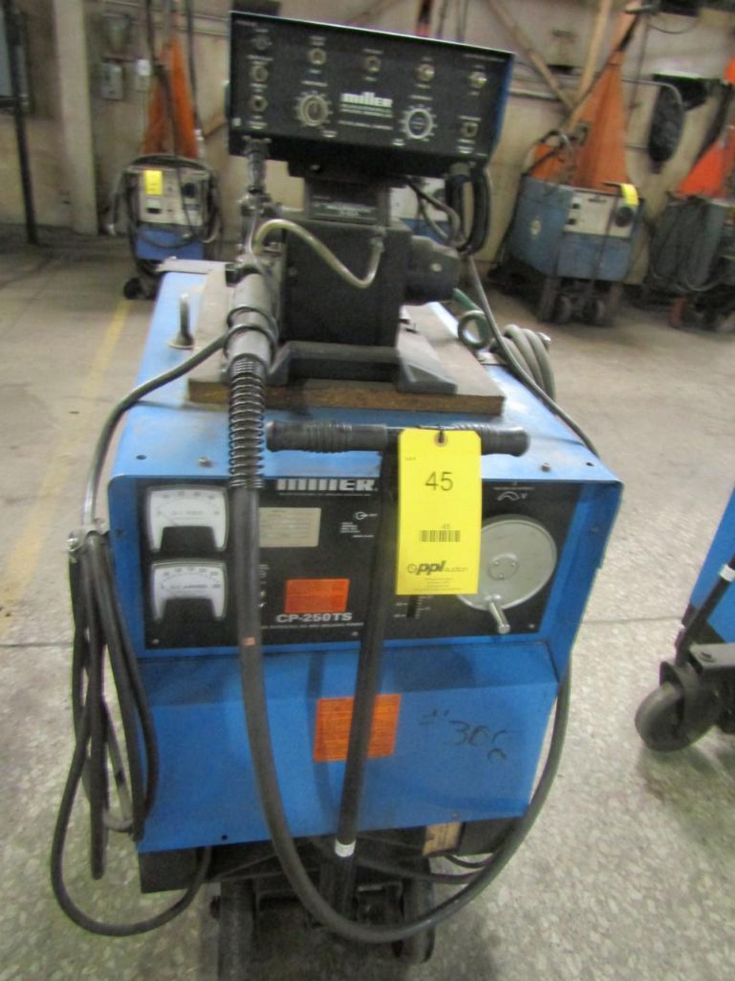 Miller 250 Amp Portable MIG Welder Model CP250TS, Power Supply, Wire Feed, Cable, Gun, Flow Meter