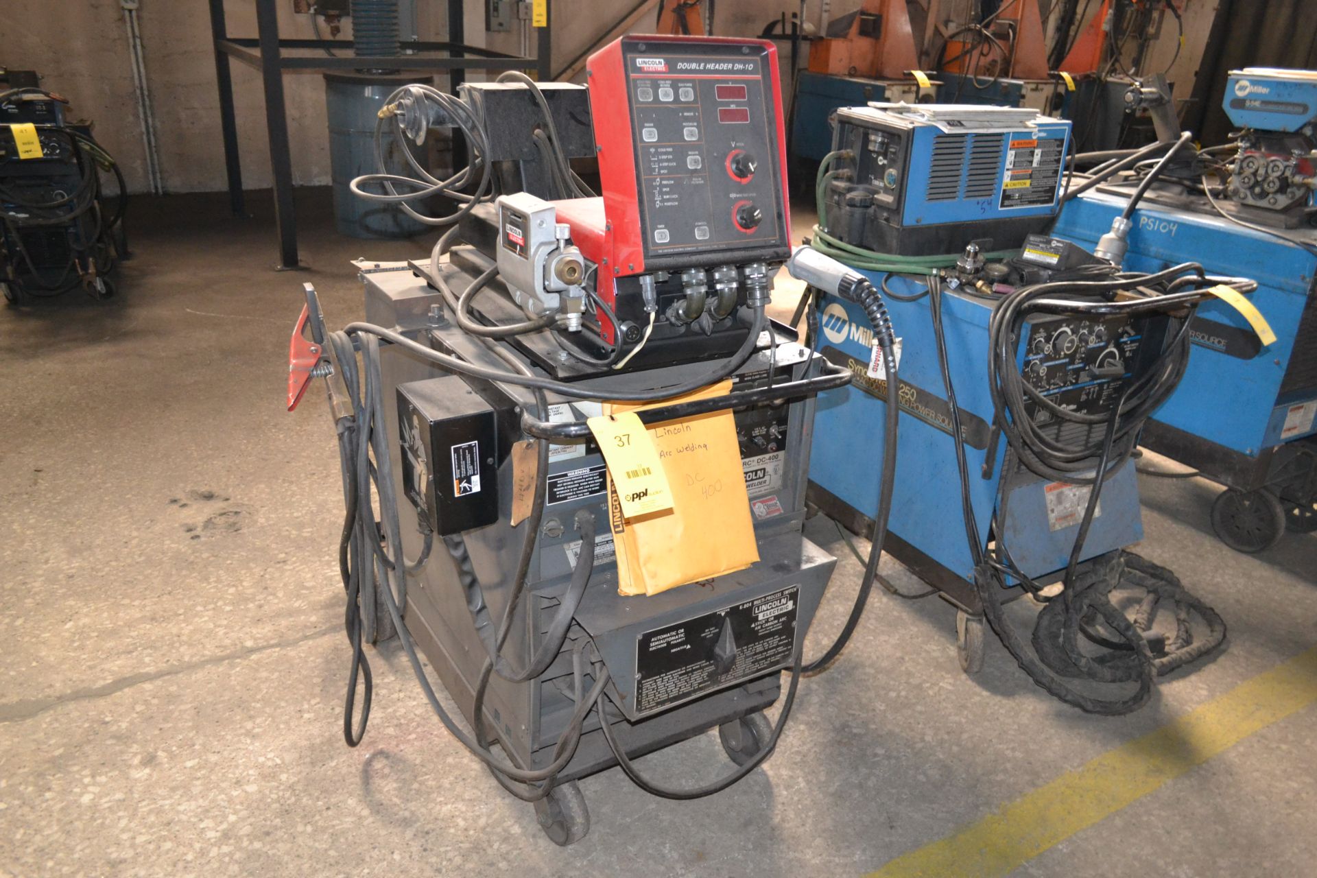 Lincoln 400 Amp Portable MIG Welder Model DC-400, Power Supply, Double Header Wire Feed, Cables,