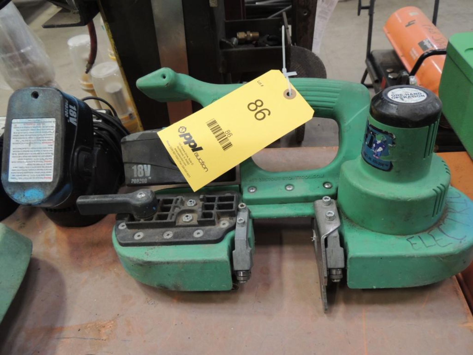 Stout 2.5 in. Hand Held Band Saw, Extra Battery, with Charger, 18 Volt
