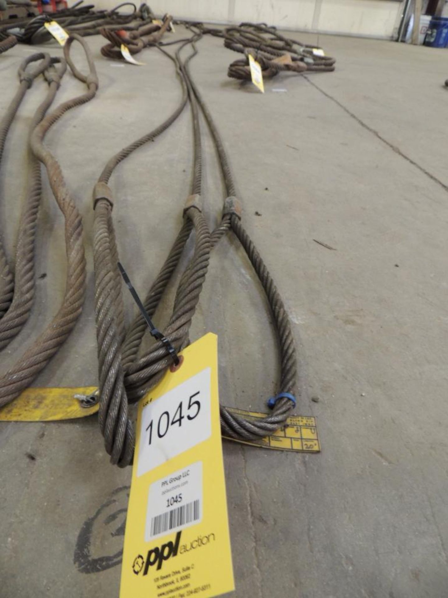 LOT: (3) 5/8 in. x 20 ft. Lifting Cables, 14 in. Eye, 7,800 lb. Capacity