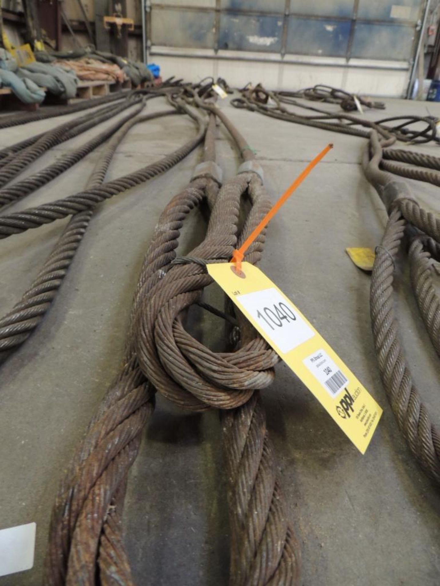 LOT: (2) 1-1/4 in. x 12 ft. Lifting Cables, 20 in. Eye, 30,000 lb. Capacity