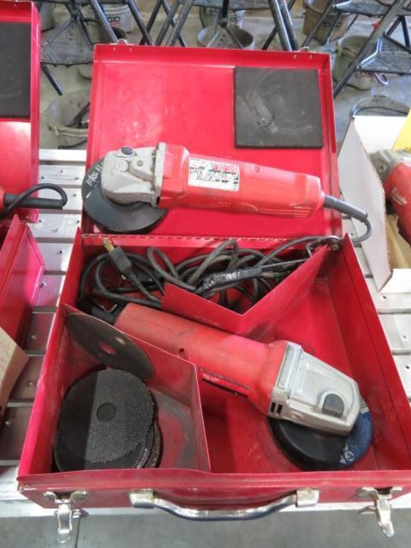 LOT: (2) Milwaukee Electric Angle Grinders, with (1) Case