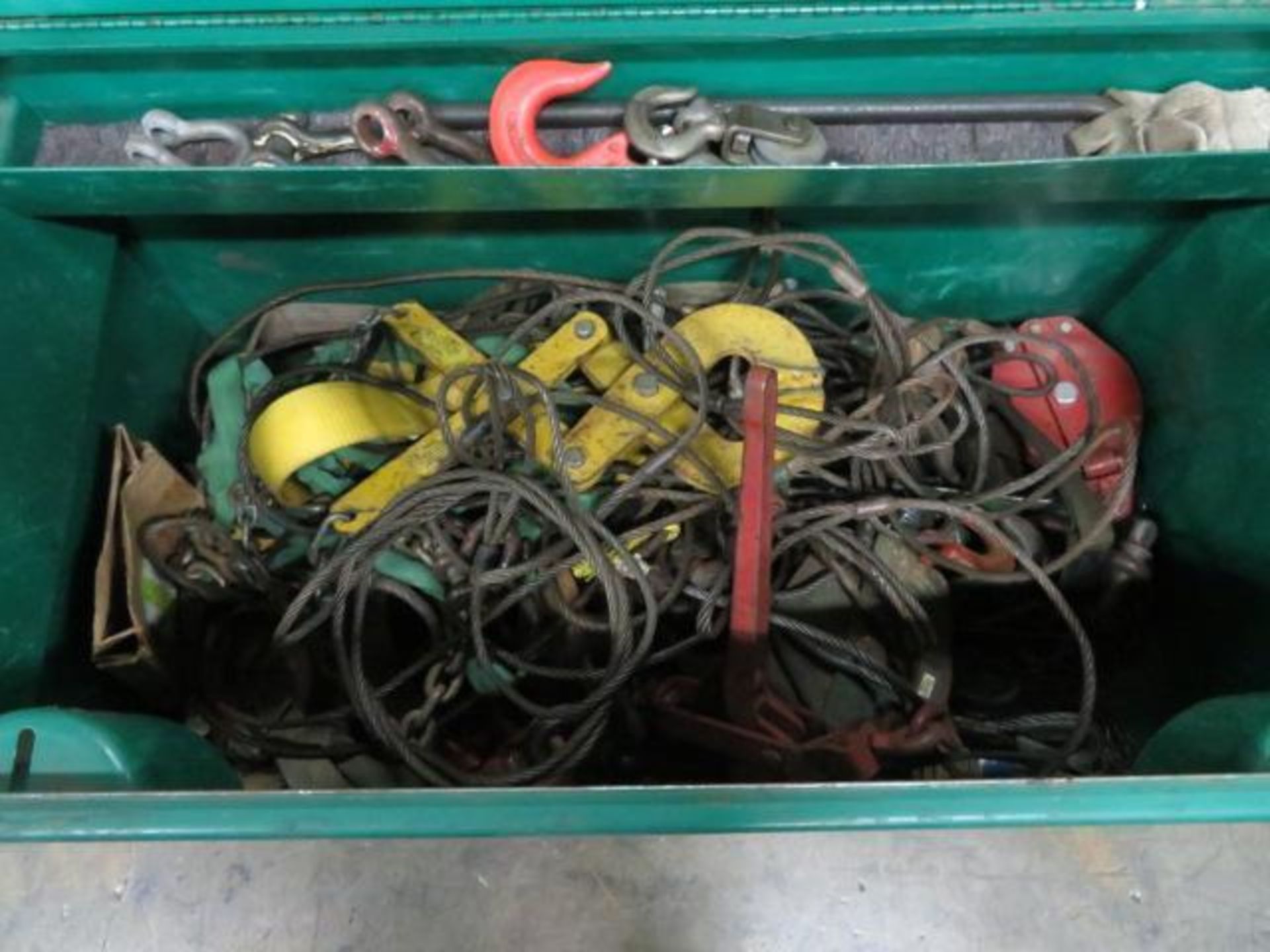 LOT: Greenlee Portable Storage Box No. 2448 with Contents of Lifting Accessories including Cable, - Image 2 of 3