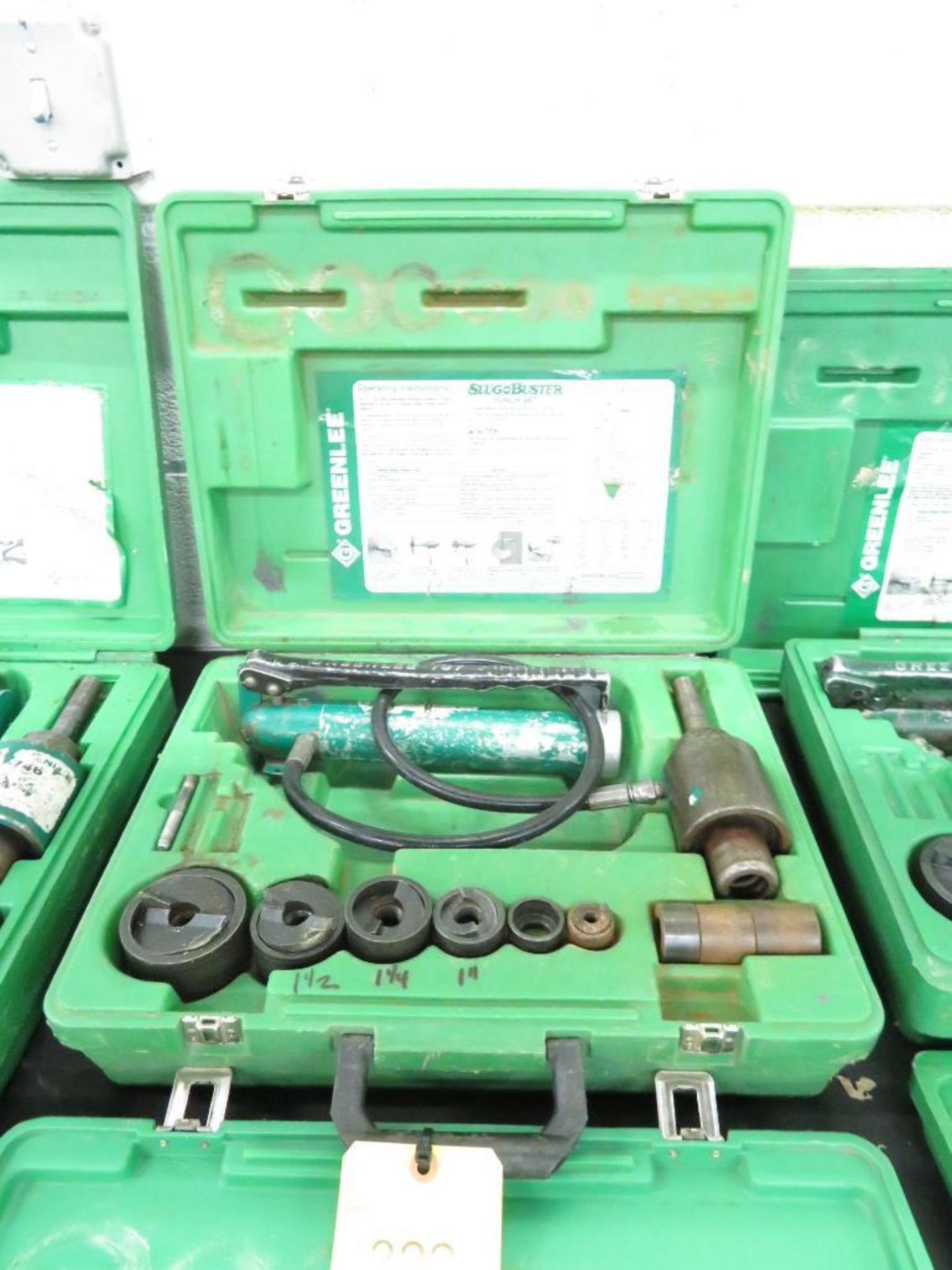 LOT: Greenlee No. 767 Slug Buster Hydraulic Punch Set, with Manual Pump, Assorted Dies, Case