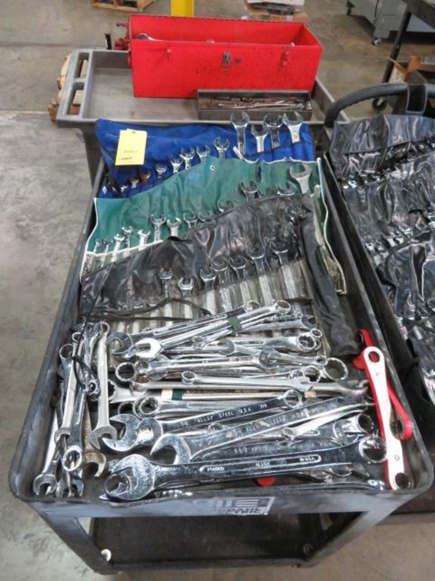 LOT: (3) Combination Wrench Rolls & Loose Wrenches, with Cart