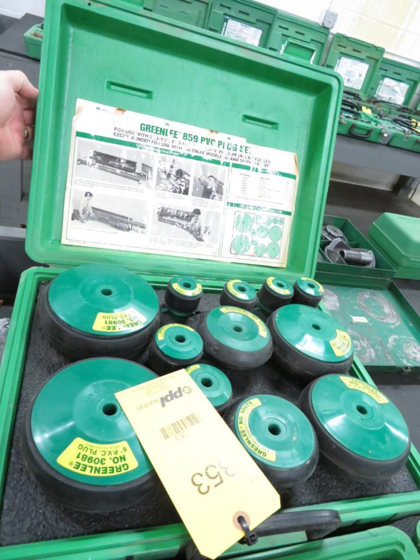 LOT: Greenlee Partial PVC Plug Set, with (12) Plugs, Case