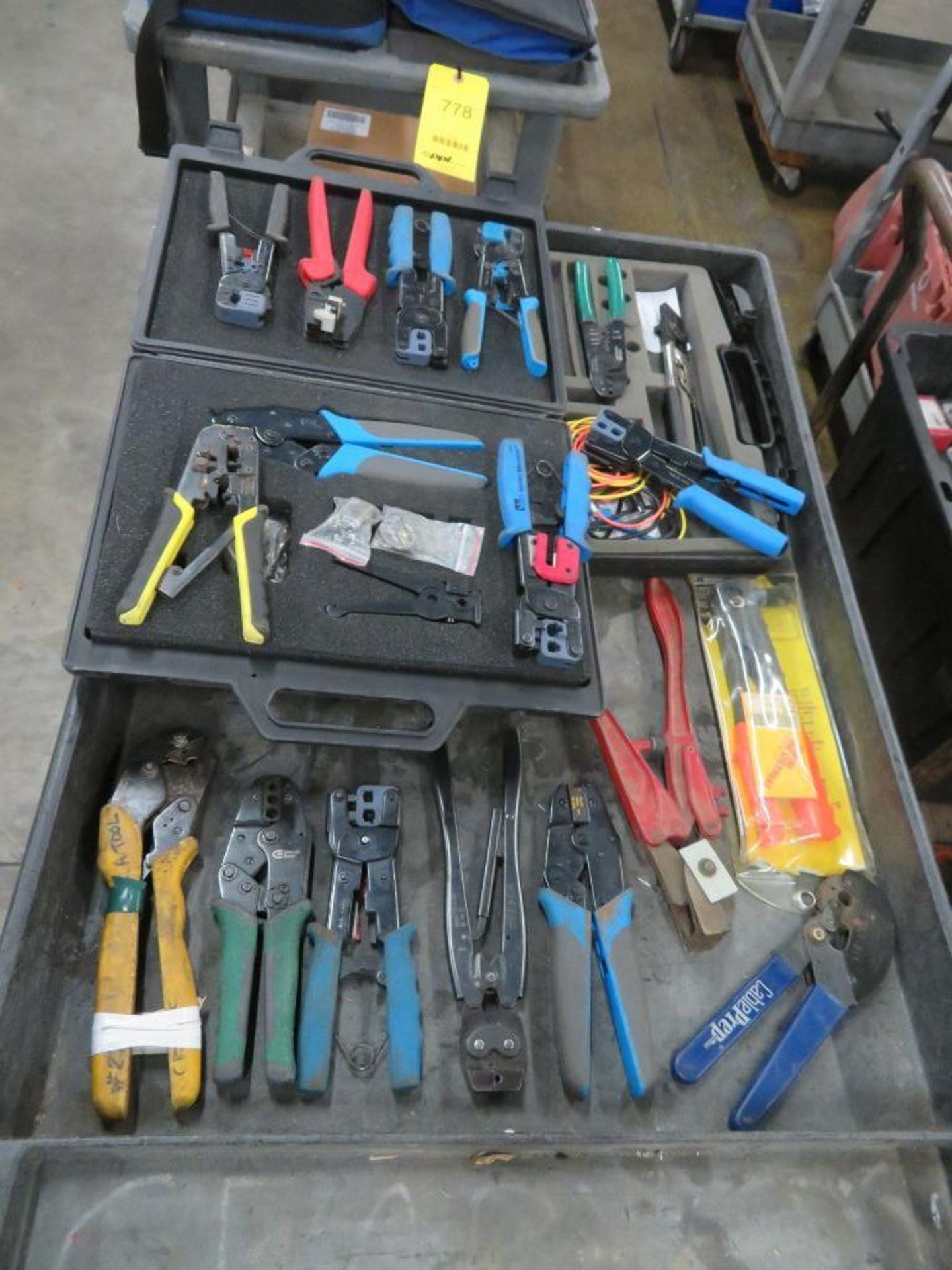 LOT: Rolling Cart with Assorted Crimping Tools