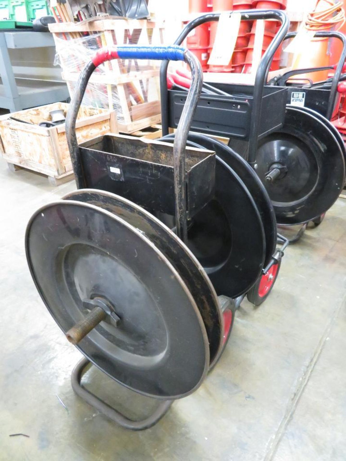 LOT: (2) Steel Banding Carts, (1) with Tools