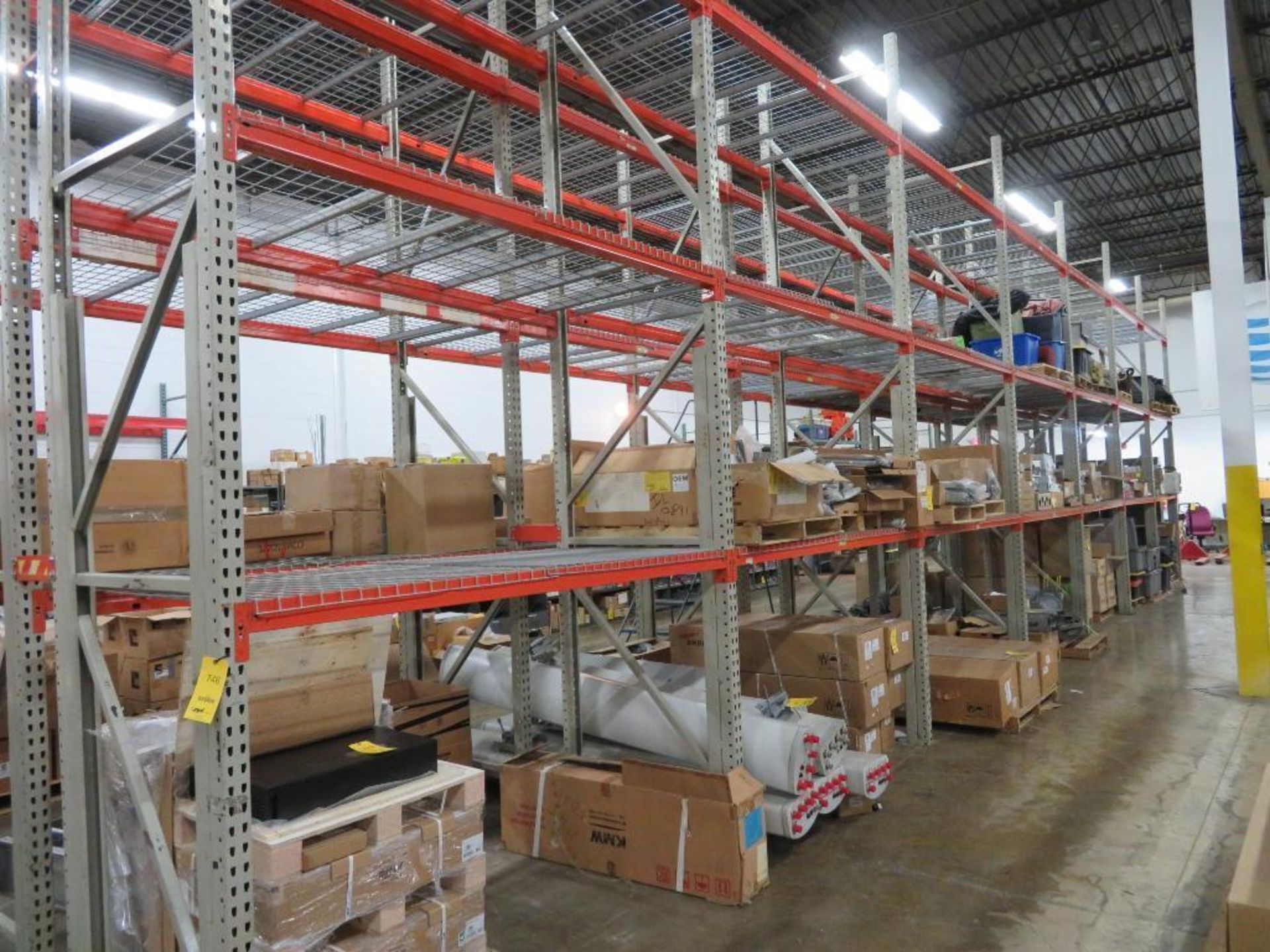 LOT: (7) Sections 15 ft. x 8 ft. x 42 in. 3-Tier Pallet Rack, with Wire Decking (no contents,