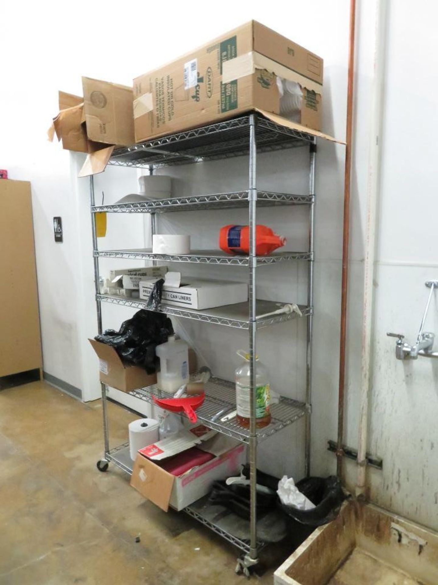 LOT: Rolling Metro-Rack, (4) Employee Lockers, File Cabinet & Round Table & Chair - Image 2 of 5