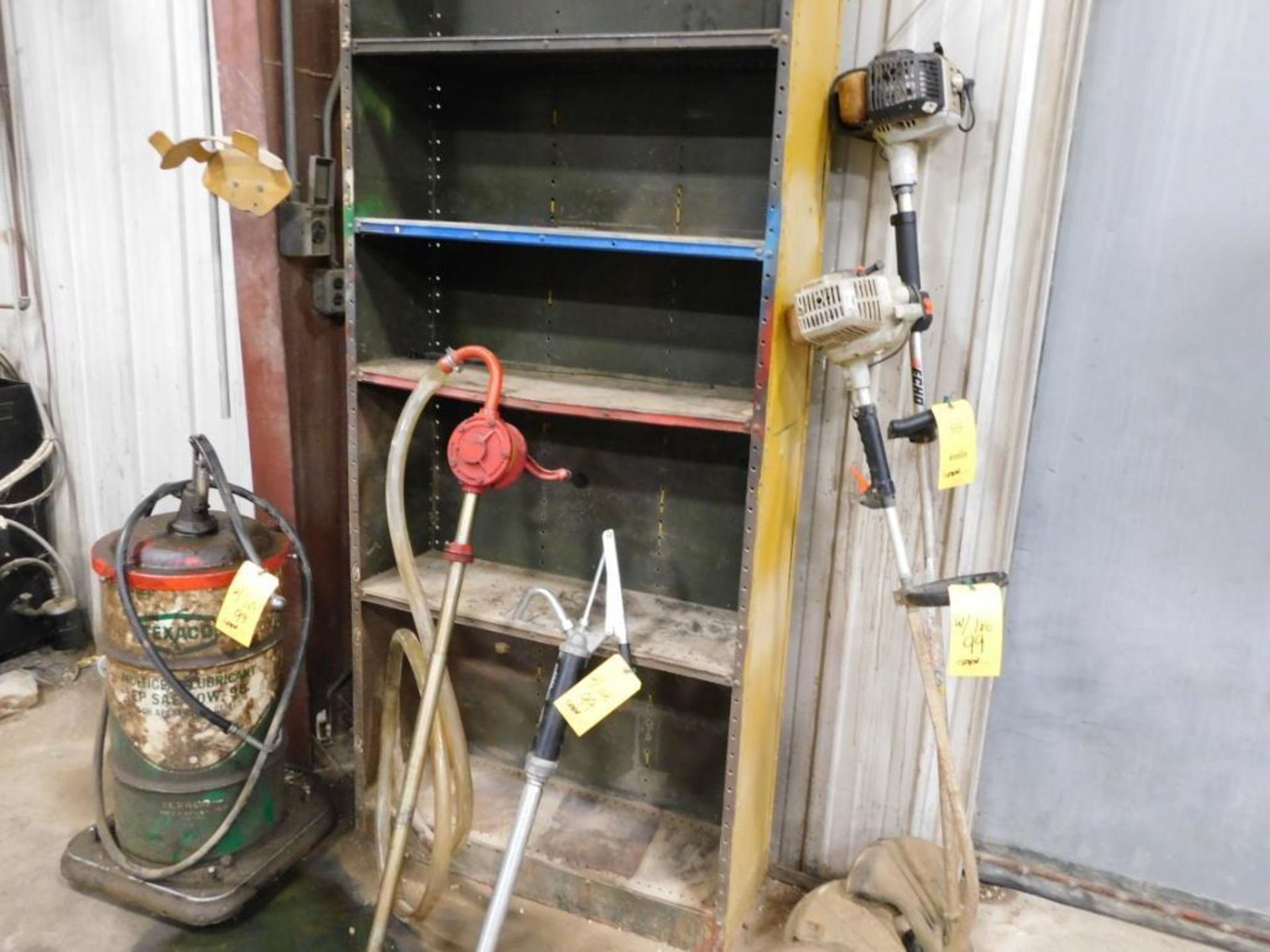 LOT: (2) Echo Weed Wackers, Barrel Pumps, Grease Gun