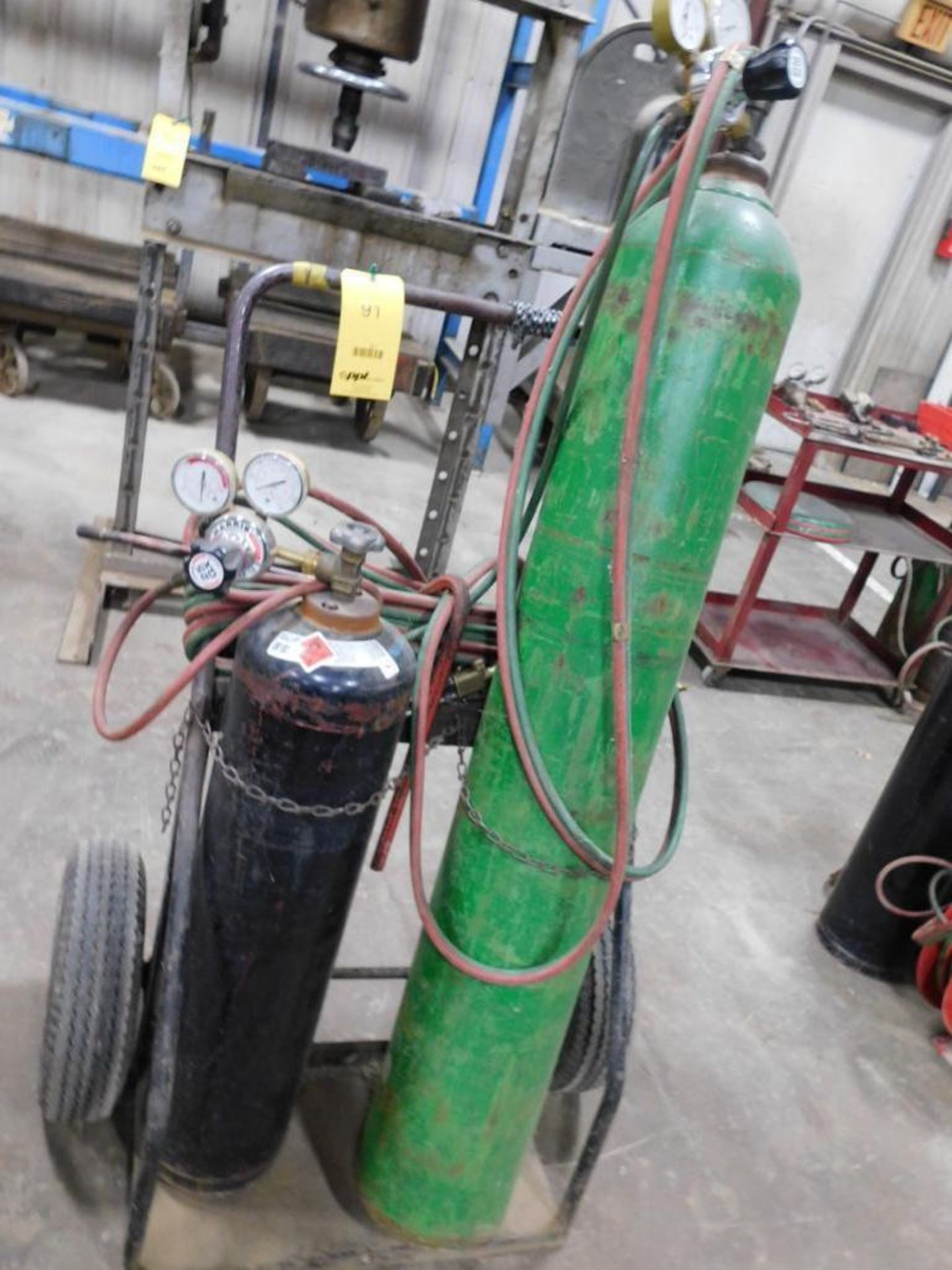 LOT: Torch Cart with Bottles, Hoses, Gauges, Torch