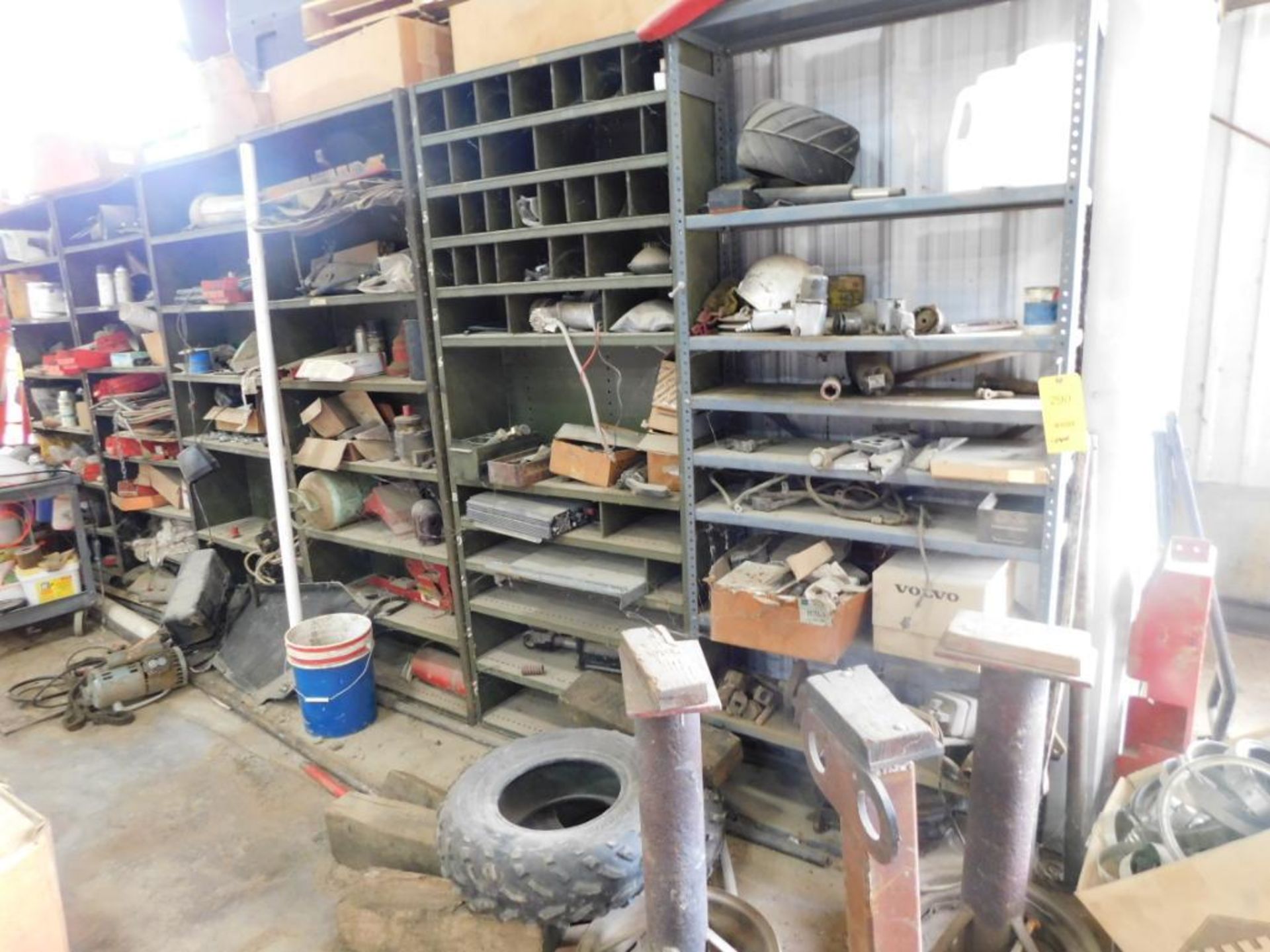 LOT: (6) Steel Shelving Units with Contents of Assorted Parts, Tools & Hardware