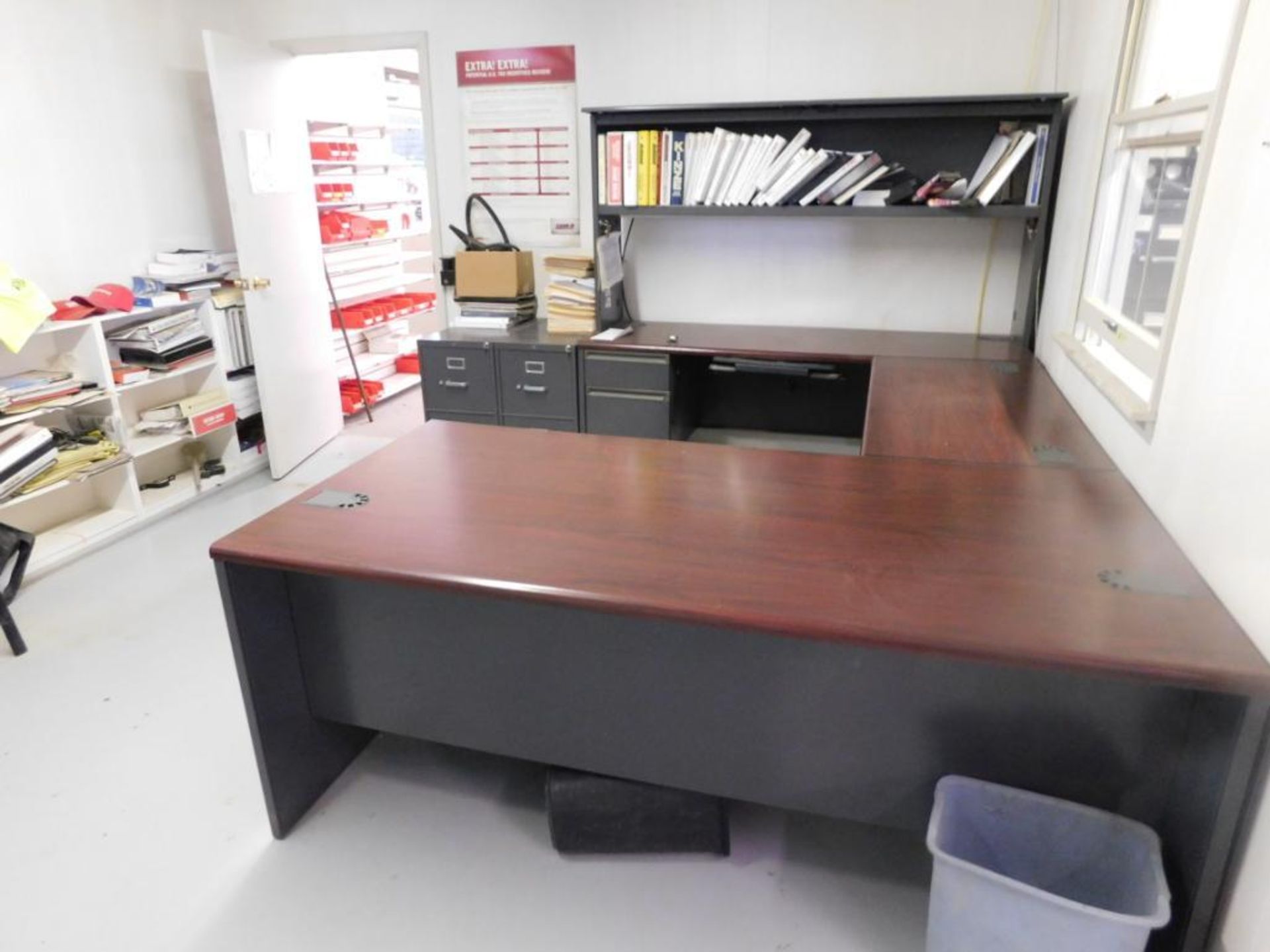 LOT: Contents of Office & Reception Area including (4) Desks, (1) Tooling Cabinet, File Cabinets, et