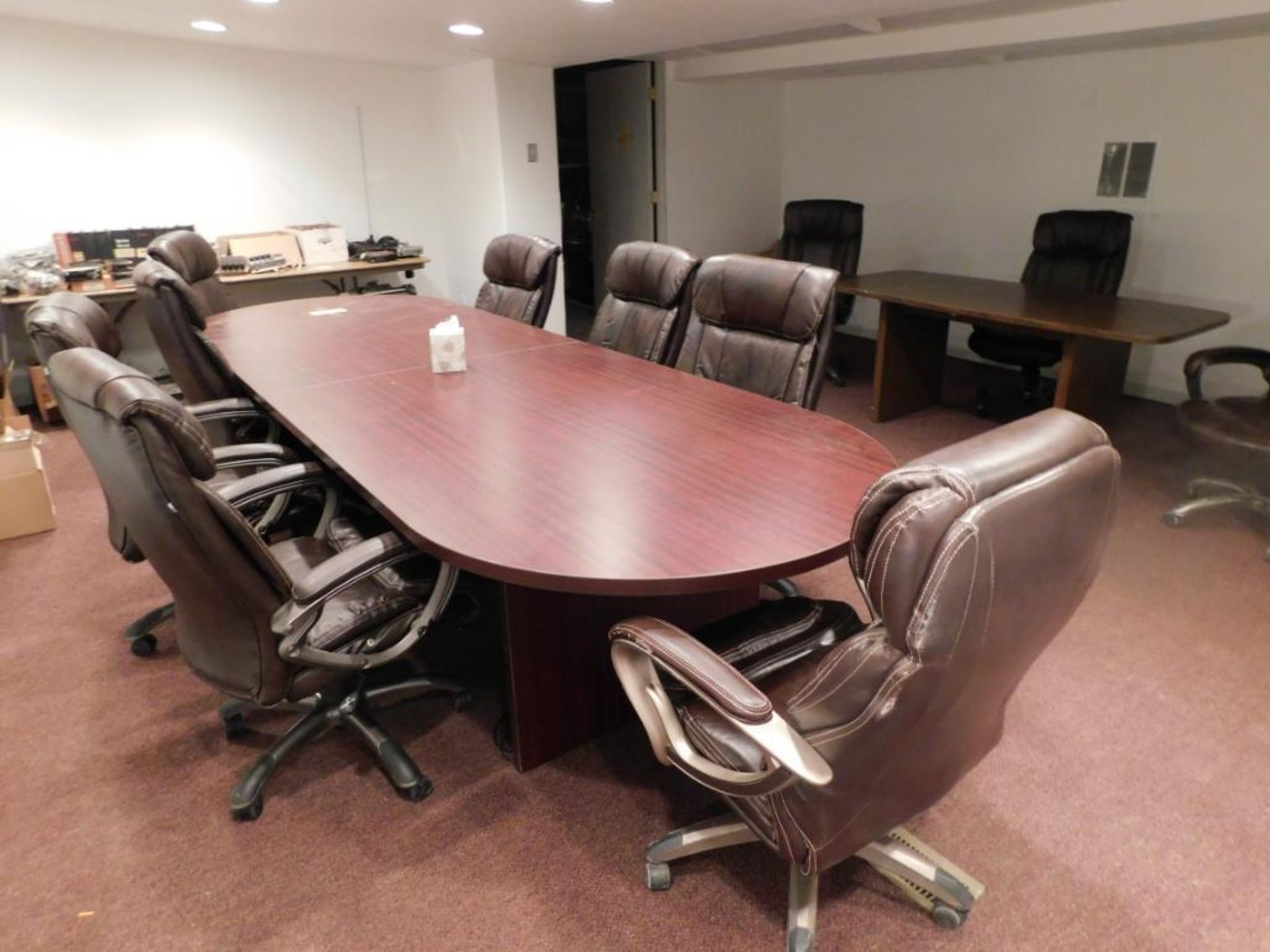 LOT: 4 ft. x 12 ft. Conference Table with (8) Executive Chairs, Small Table with (3) Chairs - Image 2 of 2