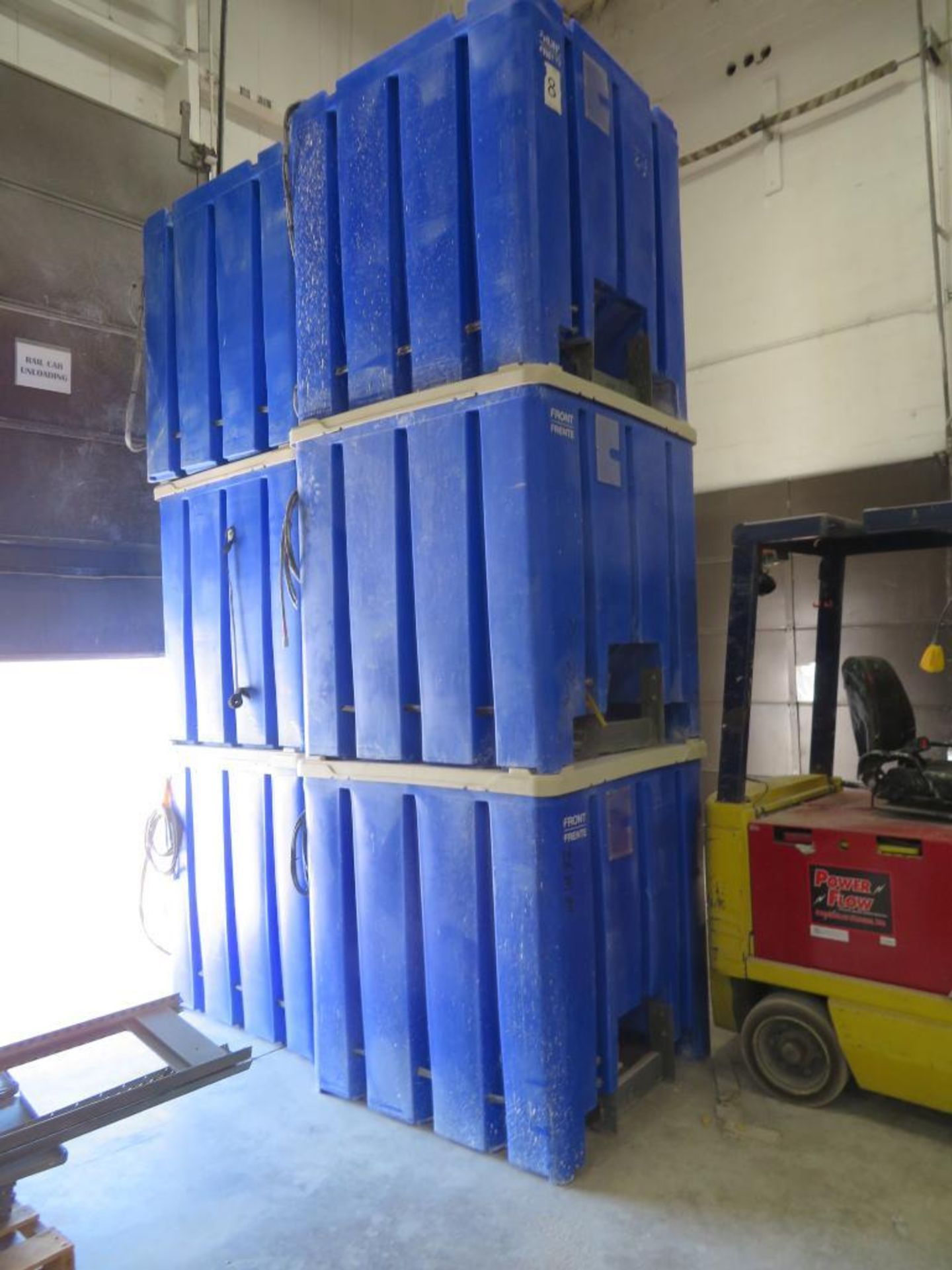 LOT: (6) Tranpak 48 in. x 49 in. x 53.5 in. High Poly Material Totes, with Pneumatic Bottom Gate & I