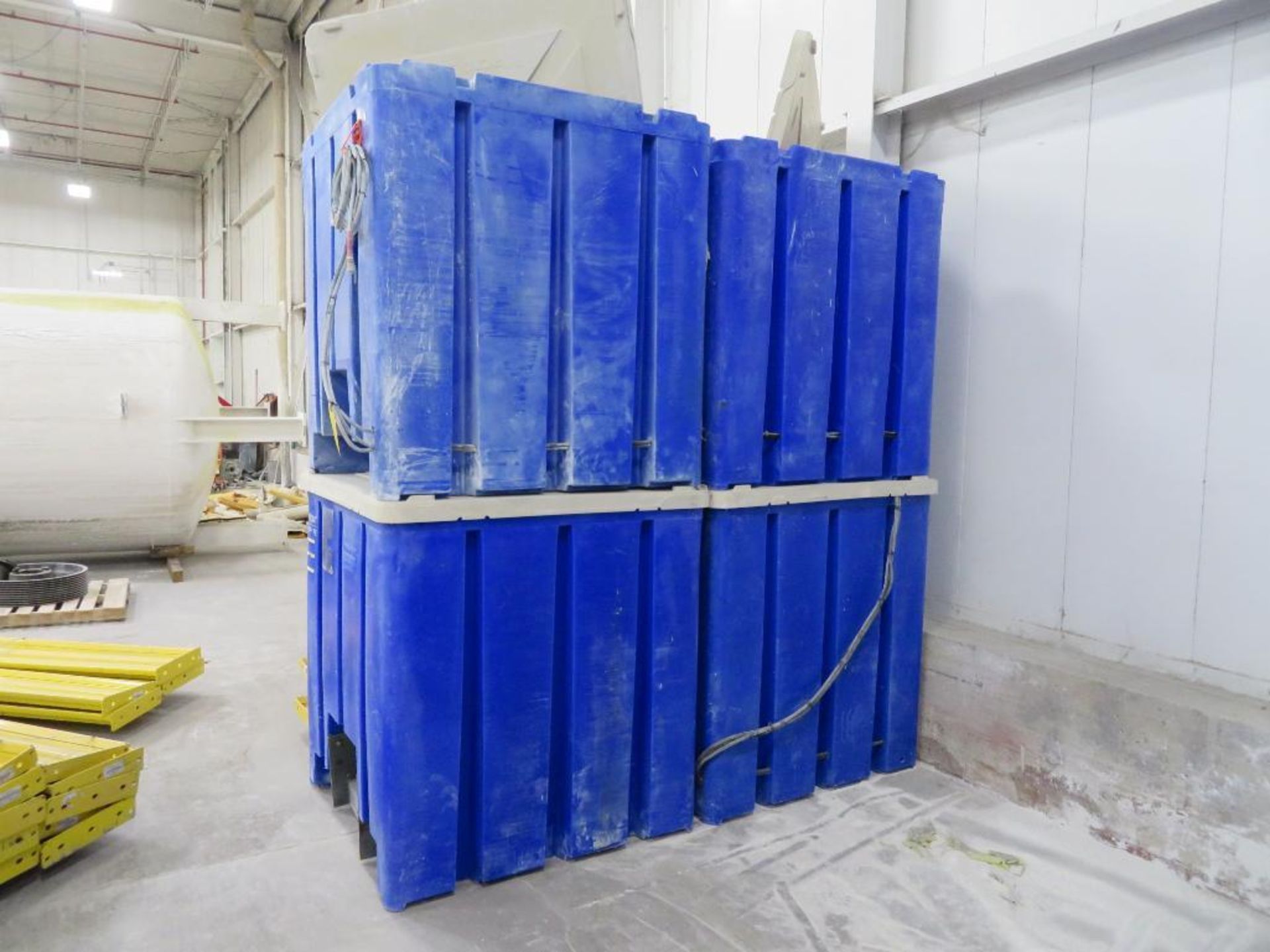 LOT: (4) Tranpak 48 in. x 49 in. x 53.5 in. High Poly Material Totes, with Pneumatic Bottom Gate & I