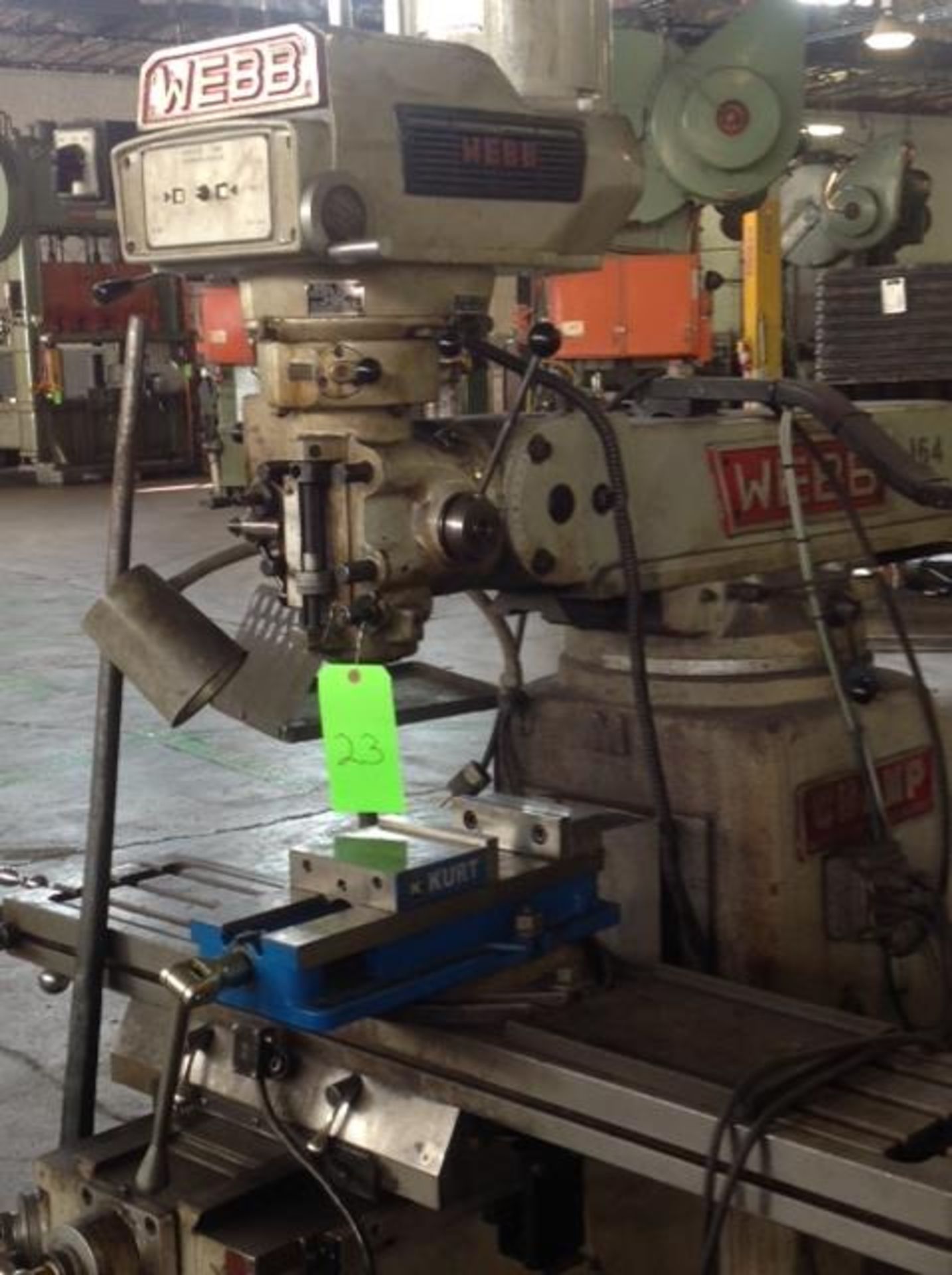 Webb Vertical Mill, #3VH, s/n:3524, 510 x 10” table size, power table - Image 2 of 2