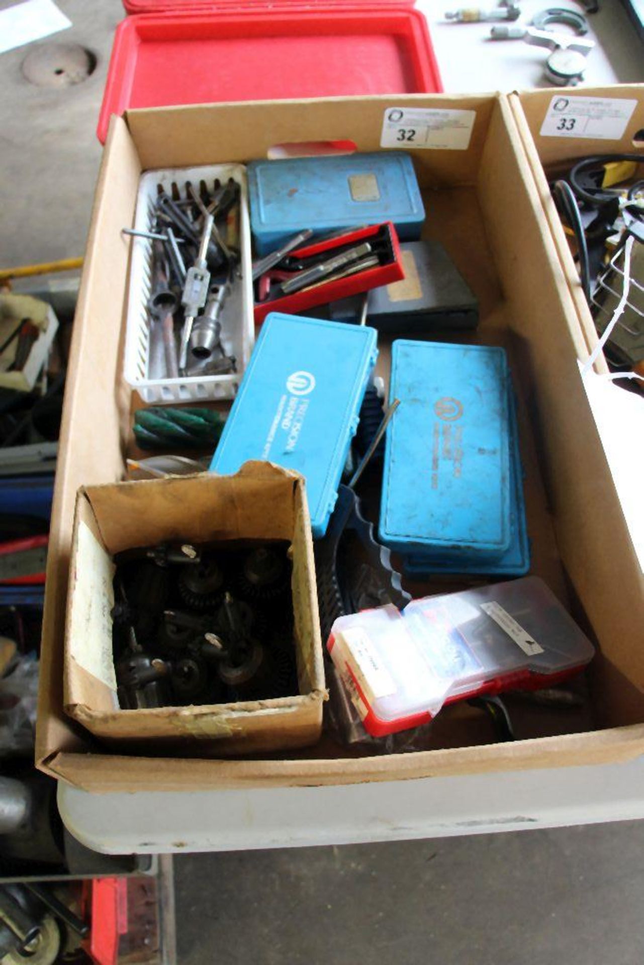 assortment of roll pins, drill bits, wrenches, & misc.