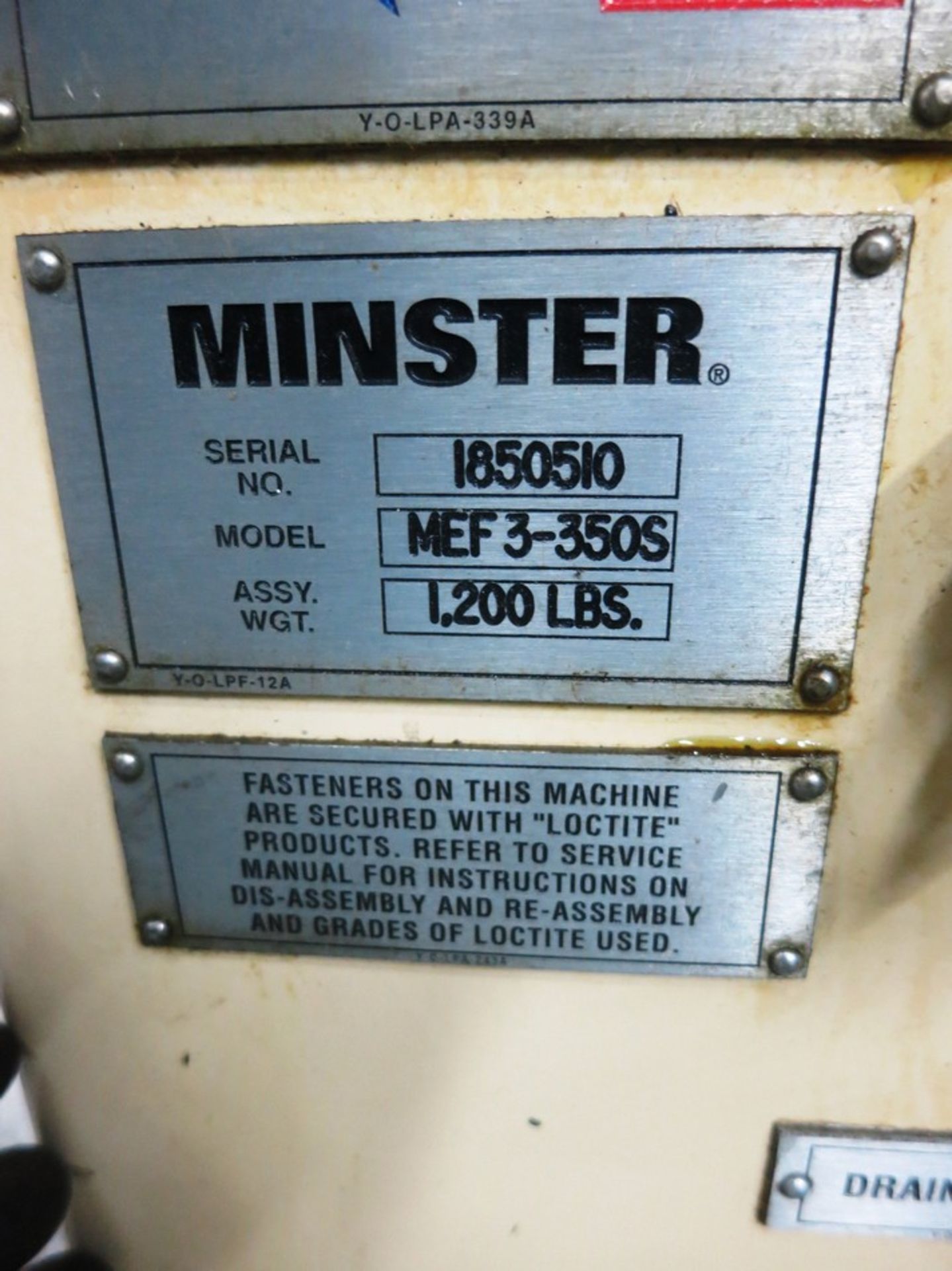 Minster Model MEF 3-350S Feeder, S/N 1850510 - Image 5 of 5