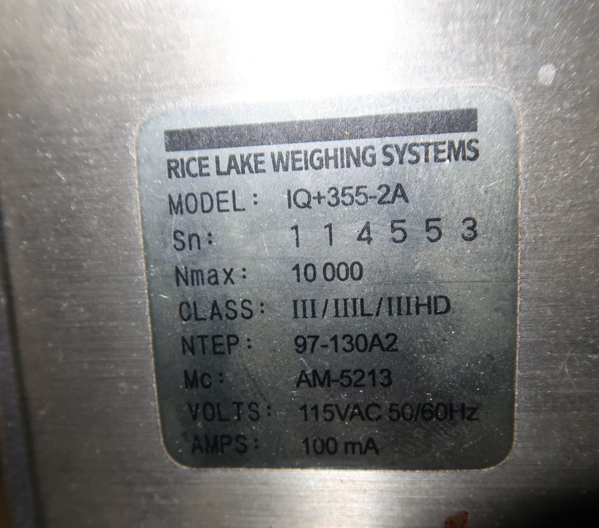 Rice Wake Weighing Systems 20K Lbs. Digital Floor Scale Model Iq355, S/N 114553 - Image 4 of 4