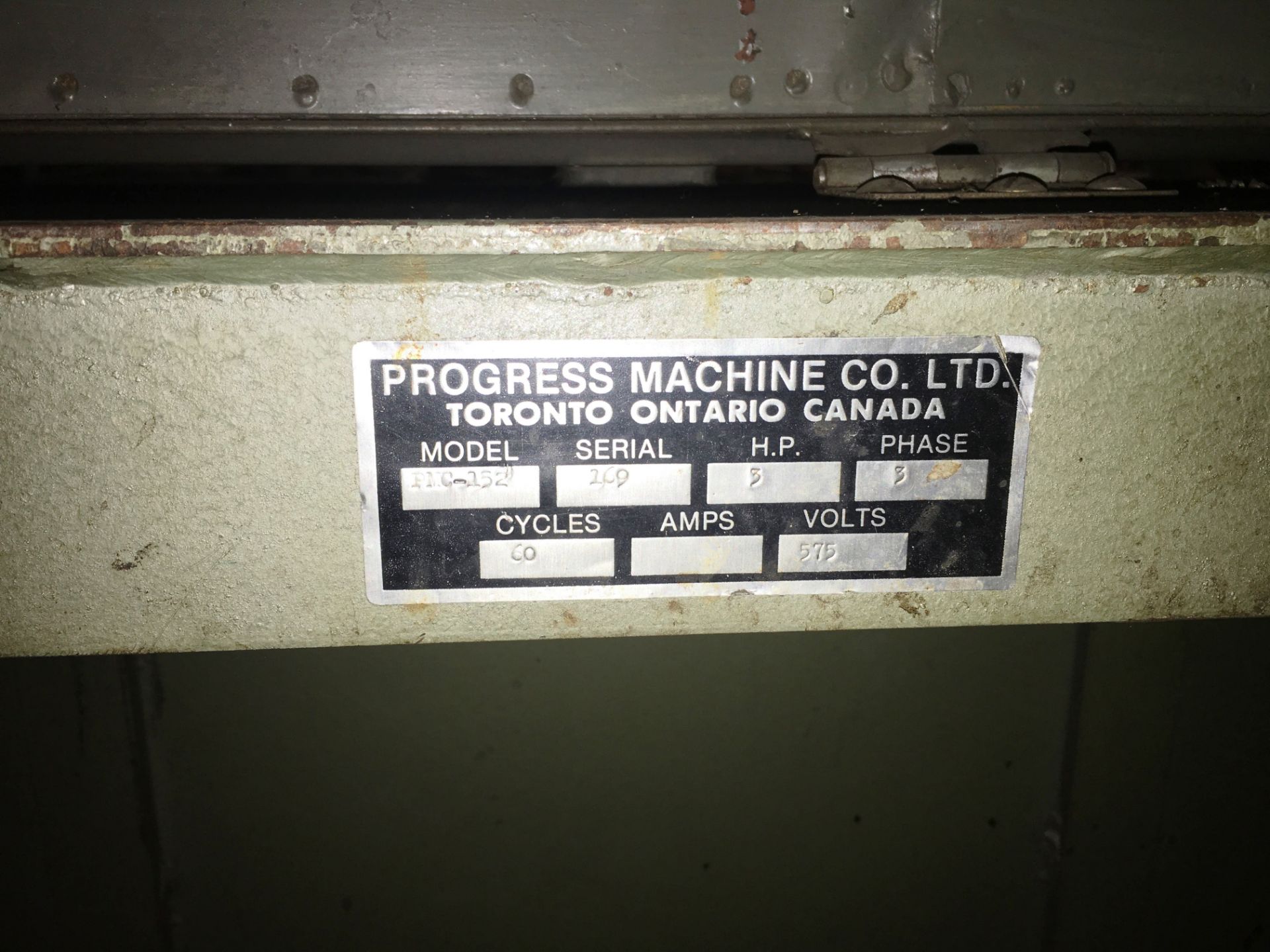 Progress Model PMC-152 Horizontal Belt Edge Sander, S/N 169 - Image 3 of 3