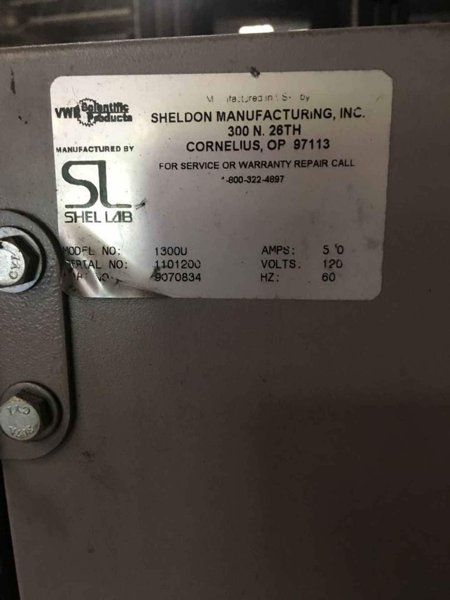 Shel Lab Model 1300U Incubator/Oven, S/N 1101200 - Image 3 of 7