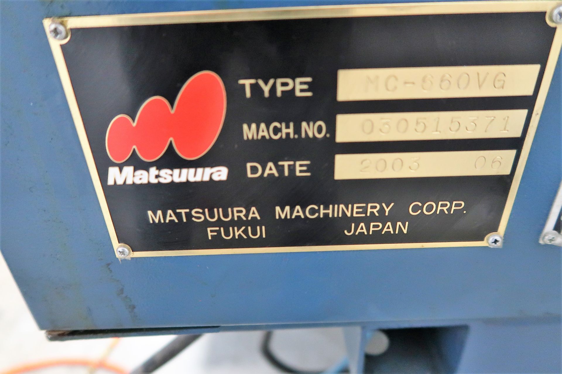 MATSUURA MODEL MC-660VG 5-AXIS CNC VERTICAL MACHINING CENTER, 15,000 rpm - Image 11 of 12