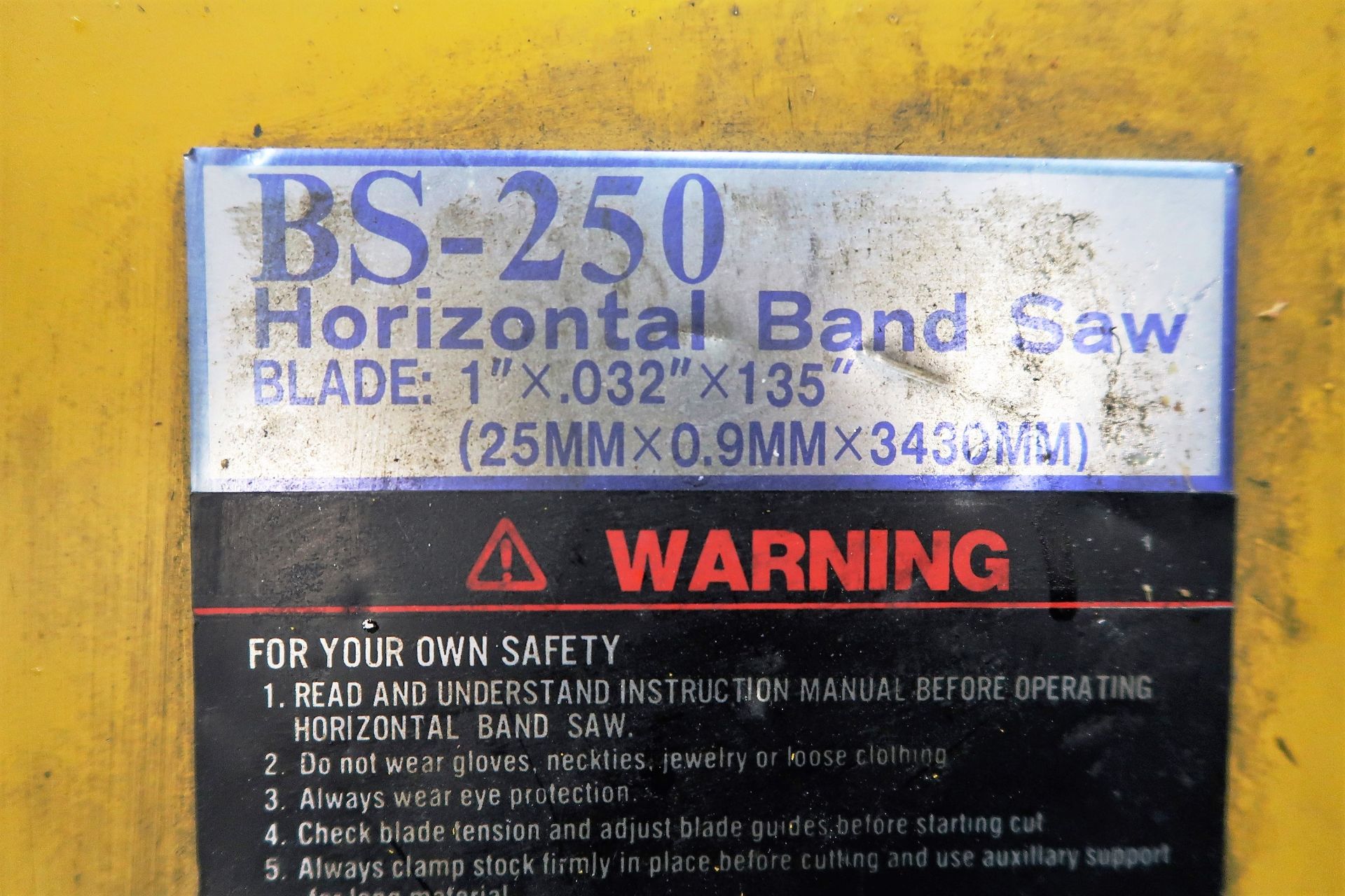 10' X 10" TURN PRO HORIZONTAL BAND SAW BS-250 - Image 2 of 5