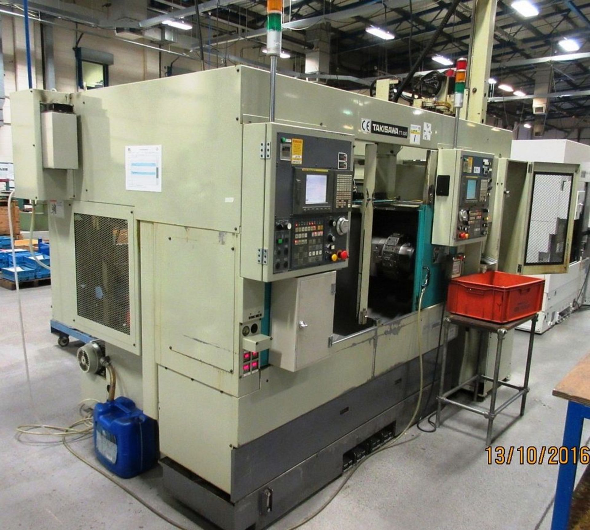 Takisawa TT-200-G CNC Twin Spindle Turning Center w/gantry Loader, Fanuc 21iTB CNc Control C-Axis, L - Image 9 of 14